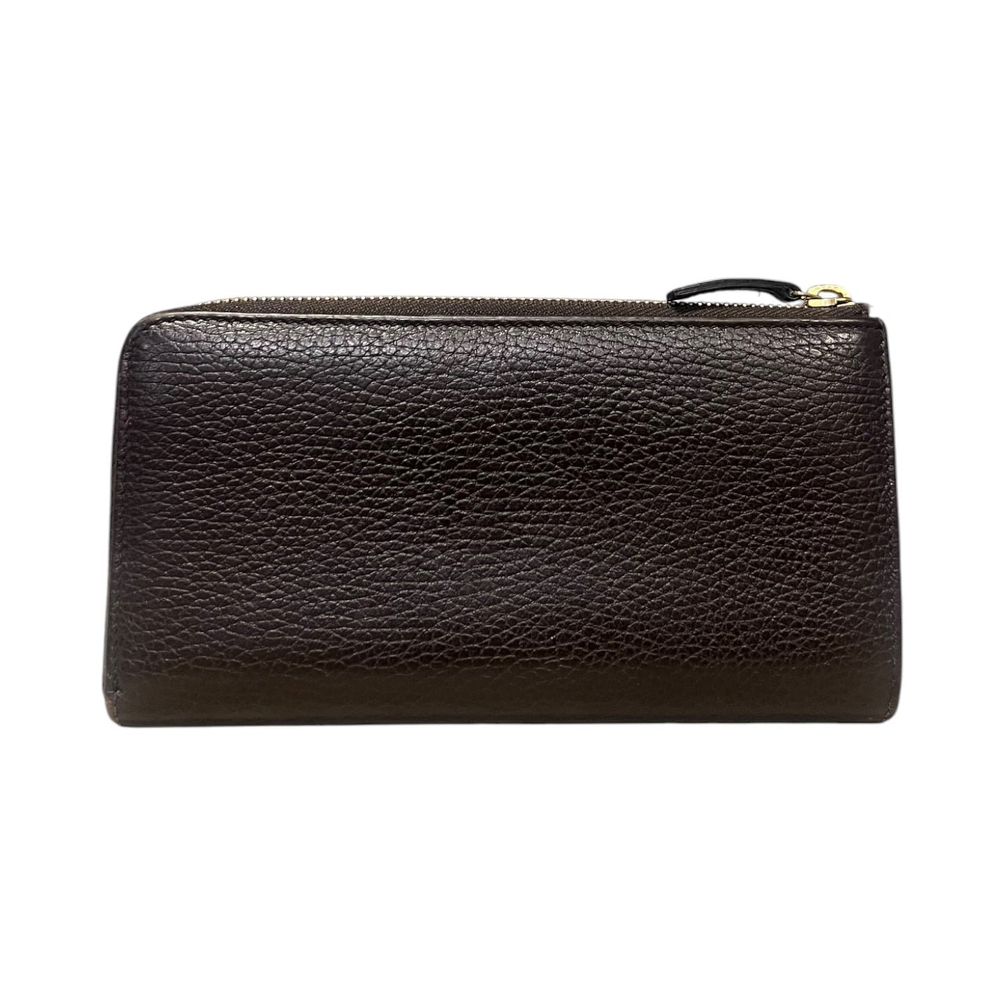 GUCCI Pebble Leather Zip Around Wallet in Dark Brown