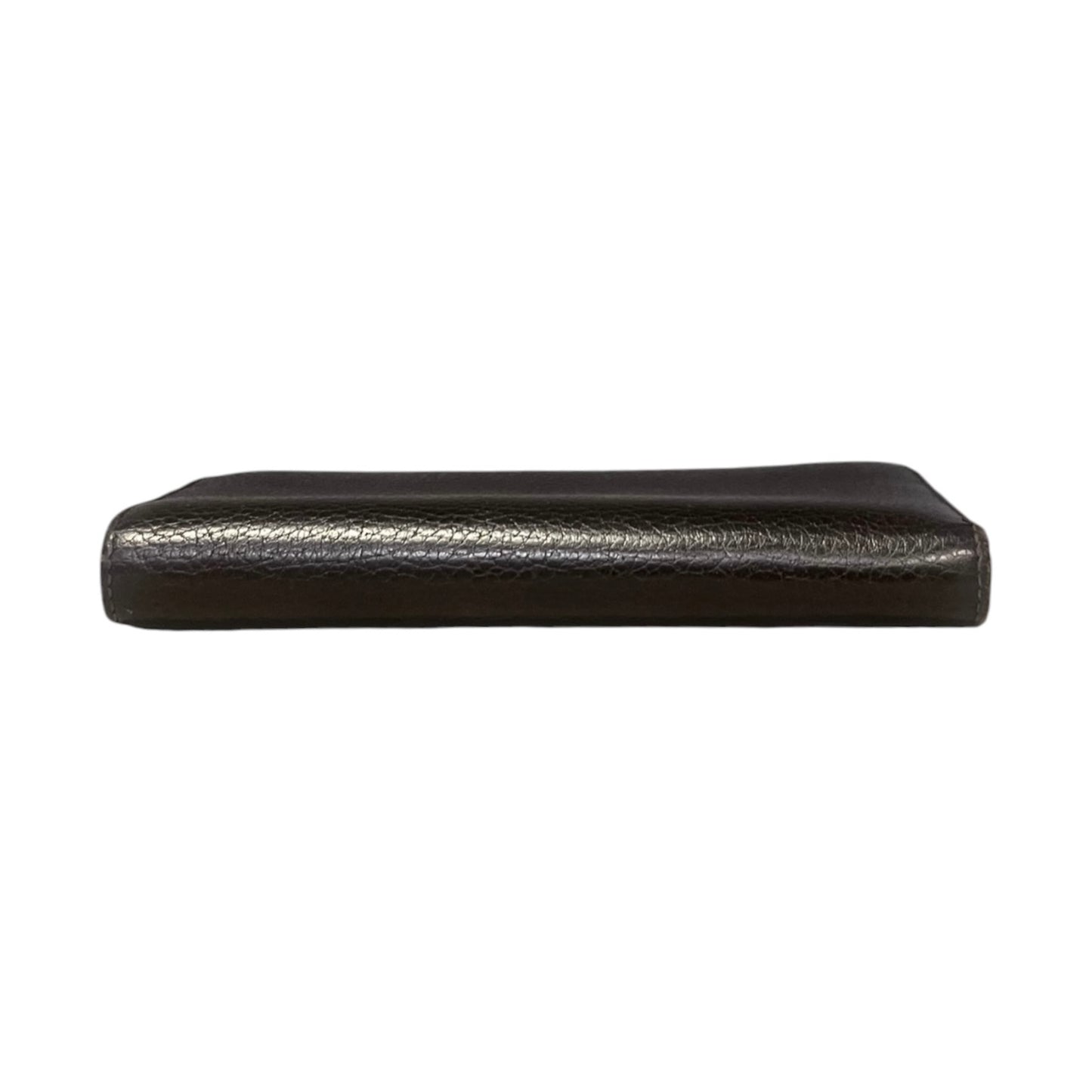 GUCCI Pebble Leather Zip Around Wallet in Dark Brown