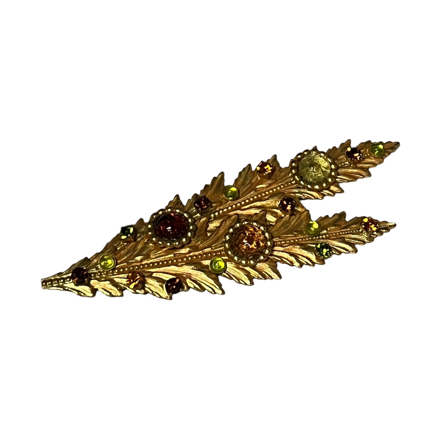 DOMINIQUE AURIENTIS Cabochon Jewel Leaf Brooch | Vintage