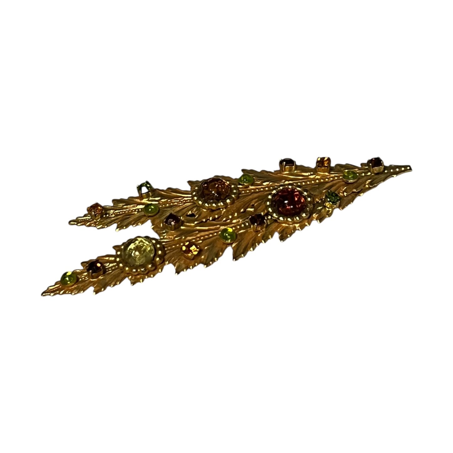 DOMINIQUE AURIENTIS Cabochon Jewel Leaf Brooch | Vintage