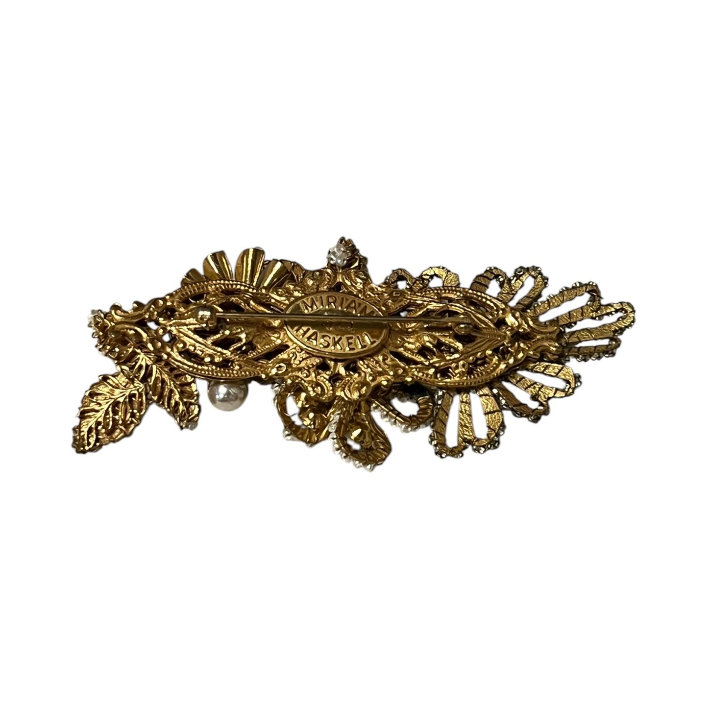 MIRIAM HASKELL Couture Pearl Crystal Brooch | Vintage