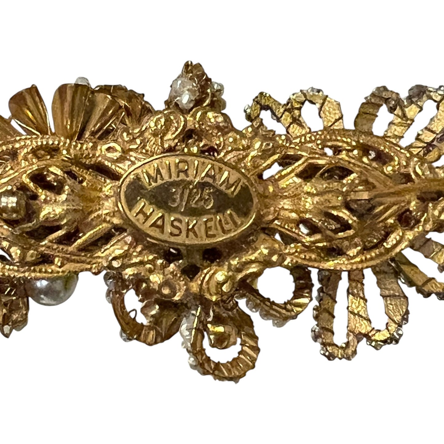 MIRIAM HASKELL Couture Pearl Crystal Brooch | Vintage