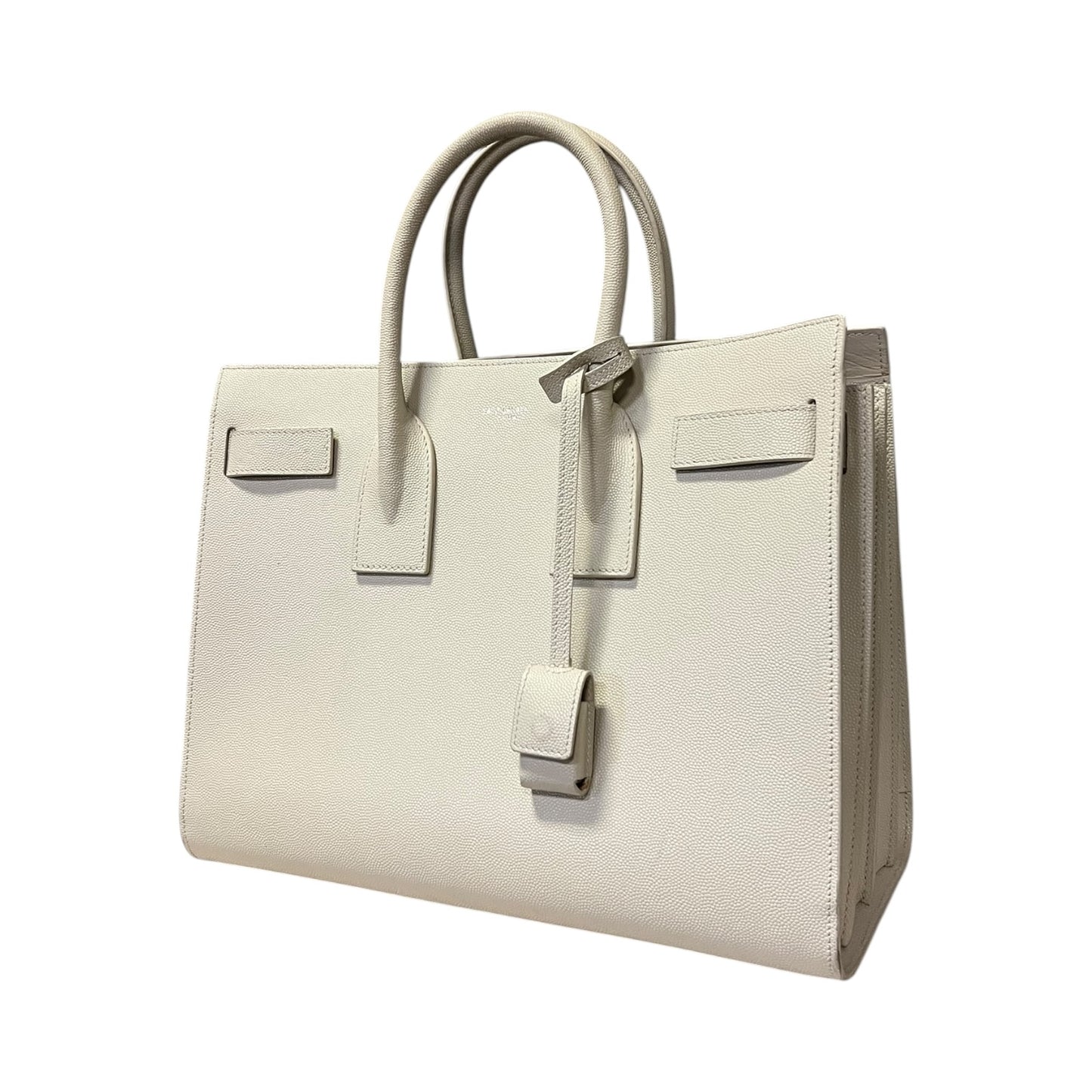 SAINT LAURENT Sac De Jour in Grained Leather in Chalk