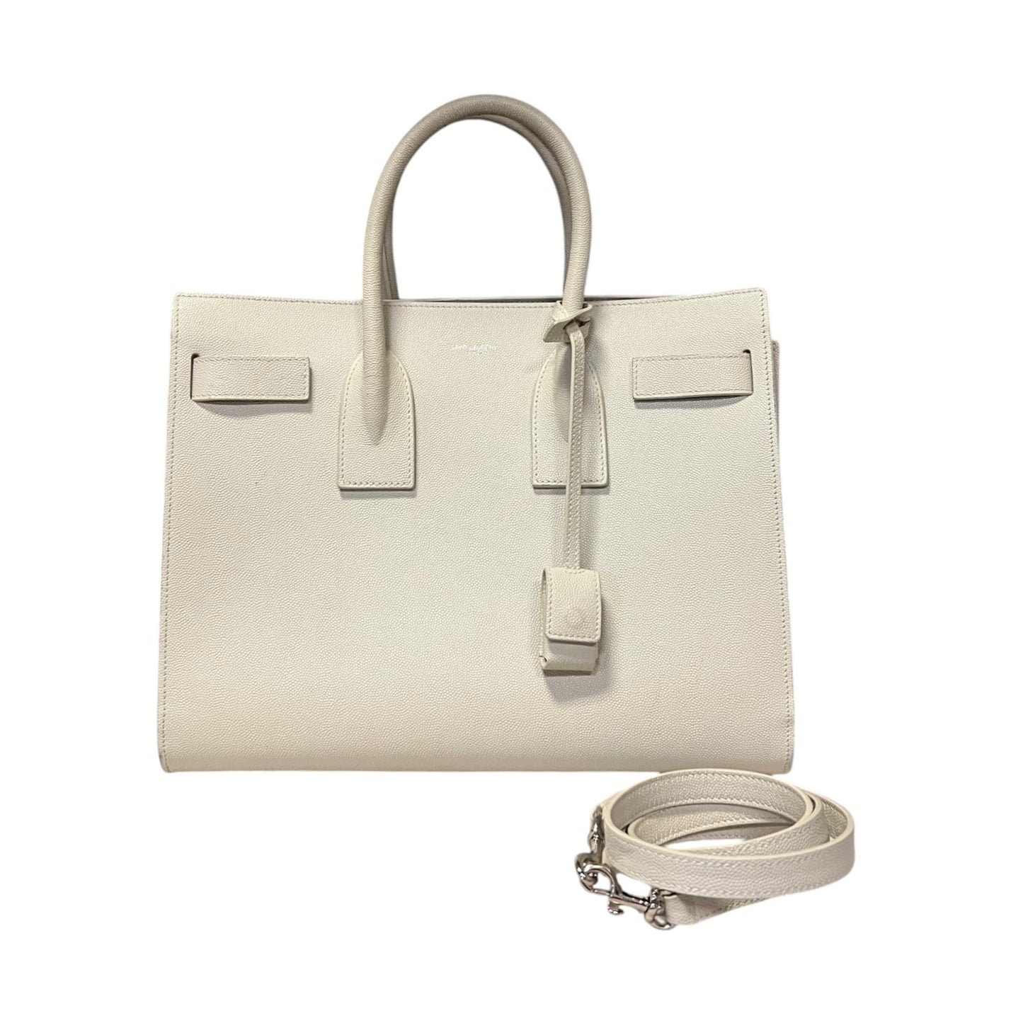 SAINT LAURENT Sac De Jour in Grained Leather in Chalk