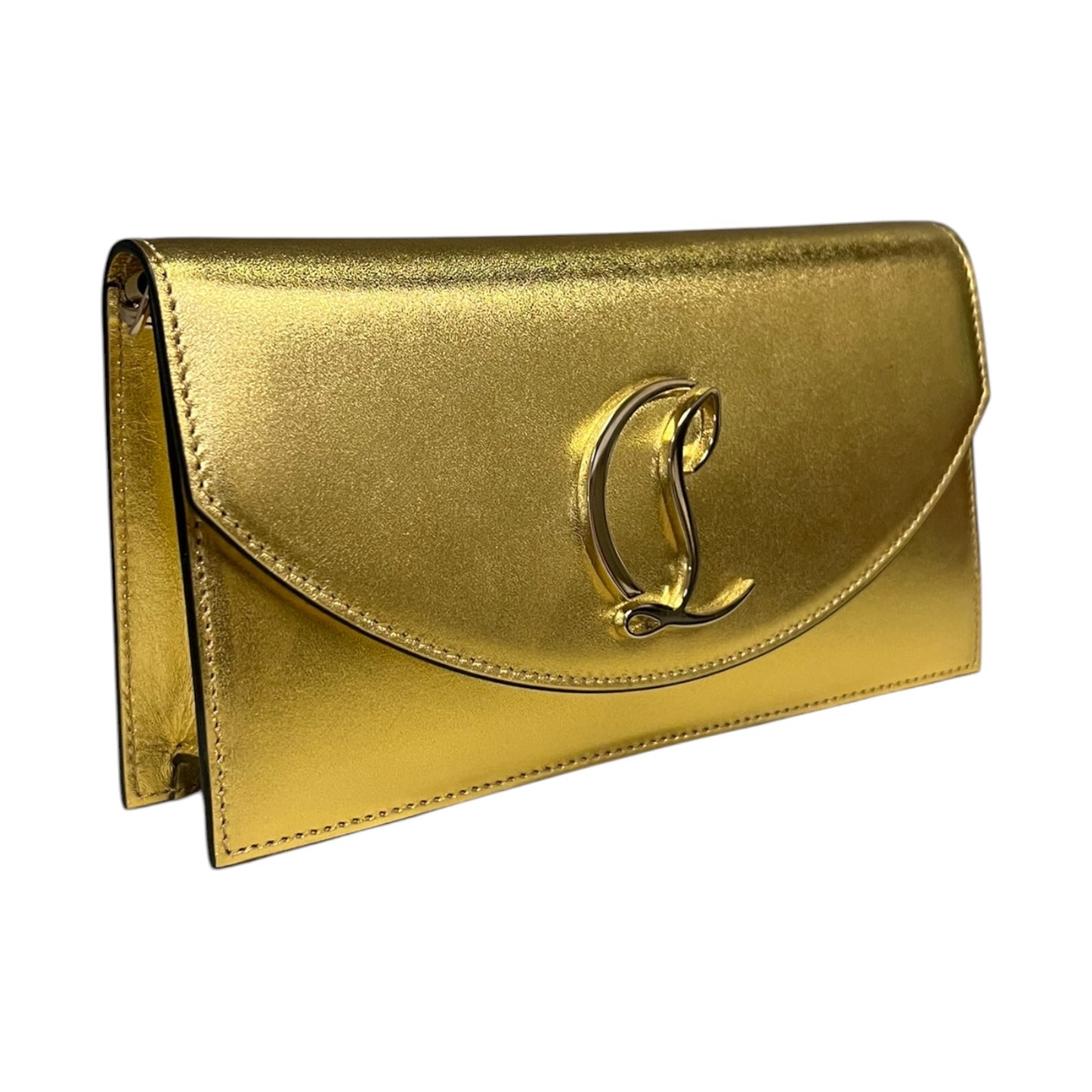 CHRISTIAN LOUBOUTIN Loubi54 Shoulder Bag Clutch in Gold