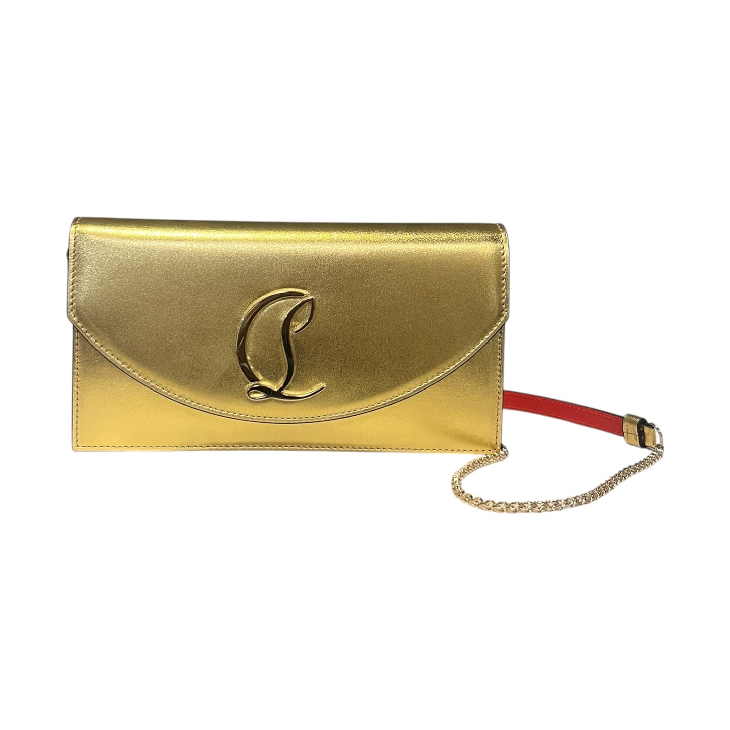 CHRISTIAN LOUBOUTIN Loubi54 Shoulder Bag Clutch in Gold