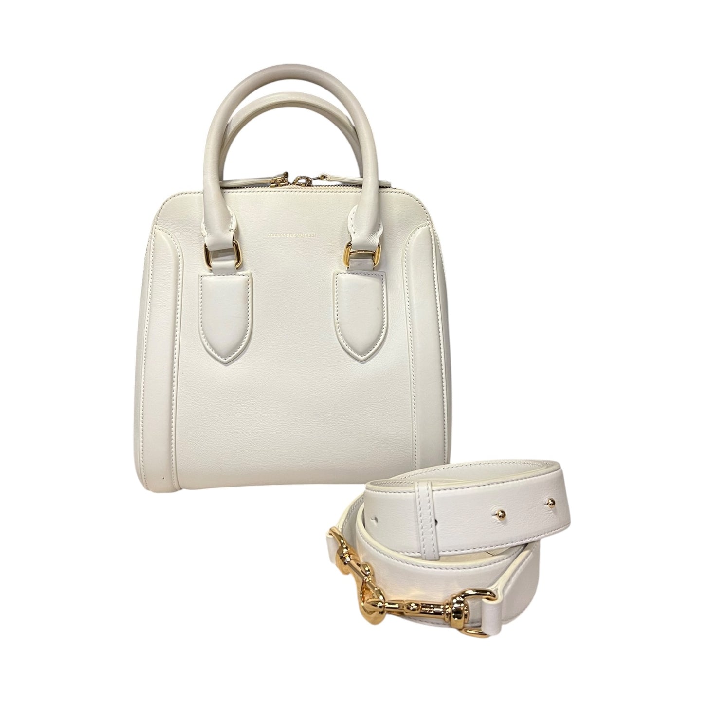 ALEXANDER MCQUEEN Heroine Top Handle Shoulder Bag in White