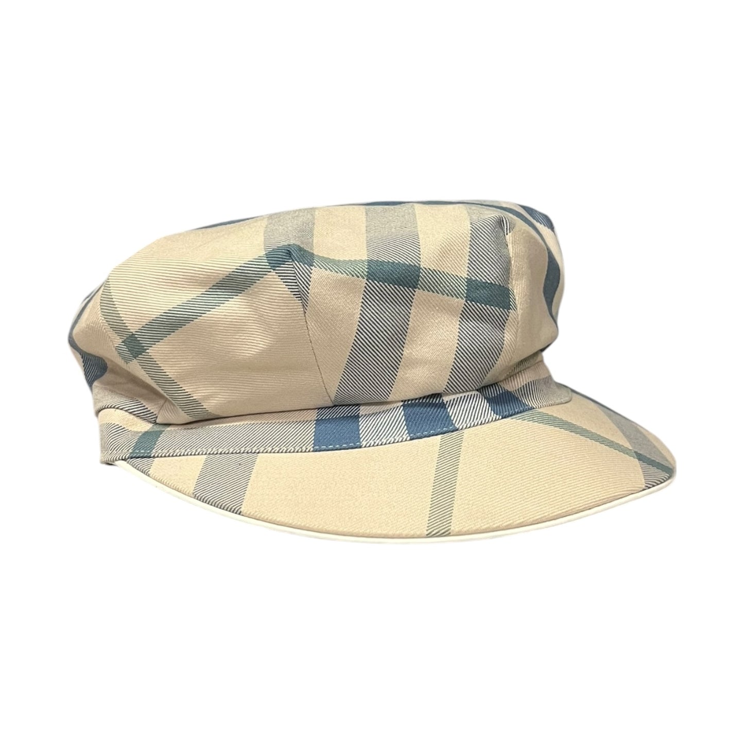 BURBERRY Check Newsie Hat in Blue