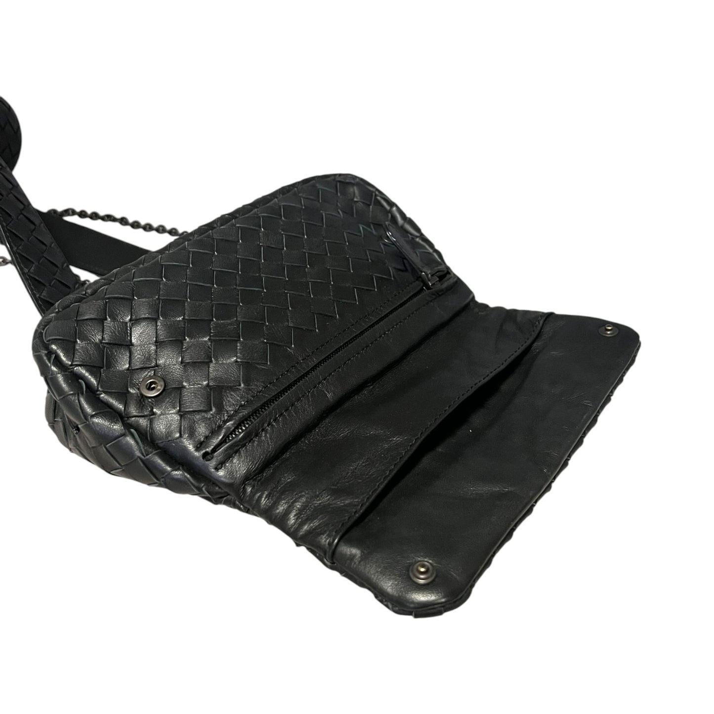 BOTTEGA VENETA Intrecciato Crossbody Clutch in Black