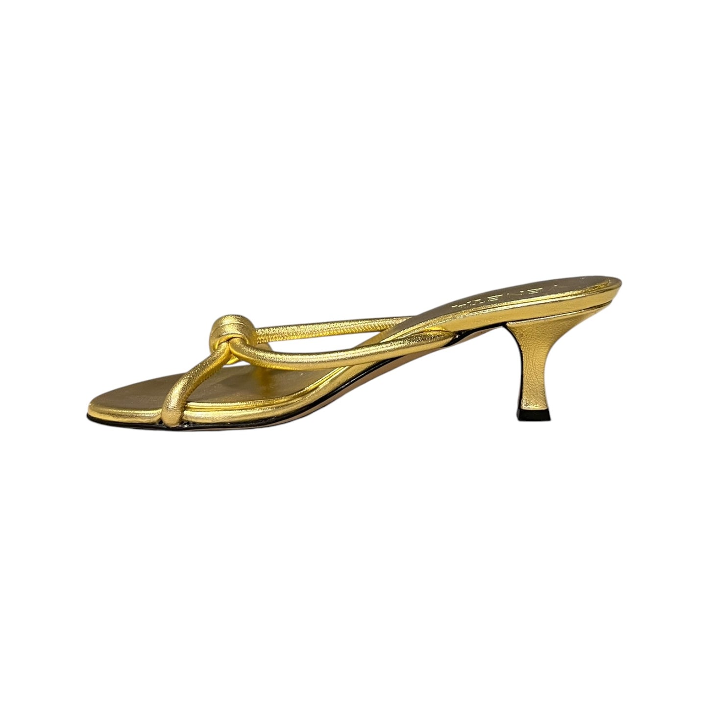 BOTTEGA VENETA Kitten Heel Sandals in Gold | 36.5