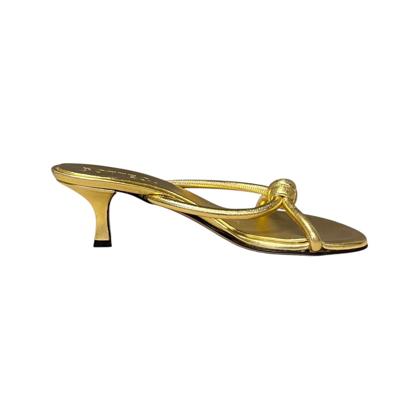 BOTTEGA VENETA Kitten Heel Sandals in Gold | 36.5
