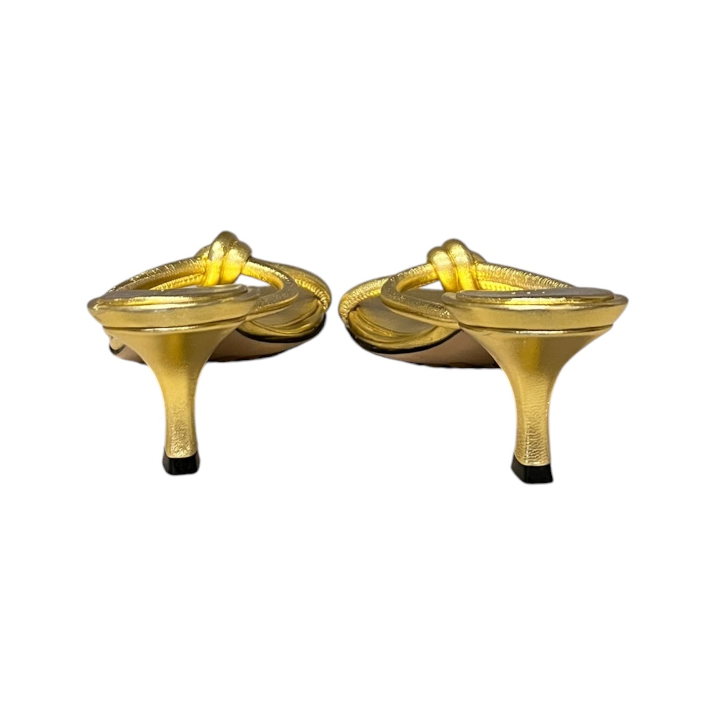BOTTEGA VENETA Kitten Heel Sandals in Gold | 36.5