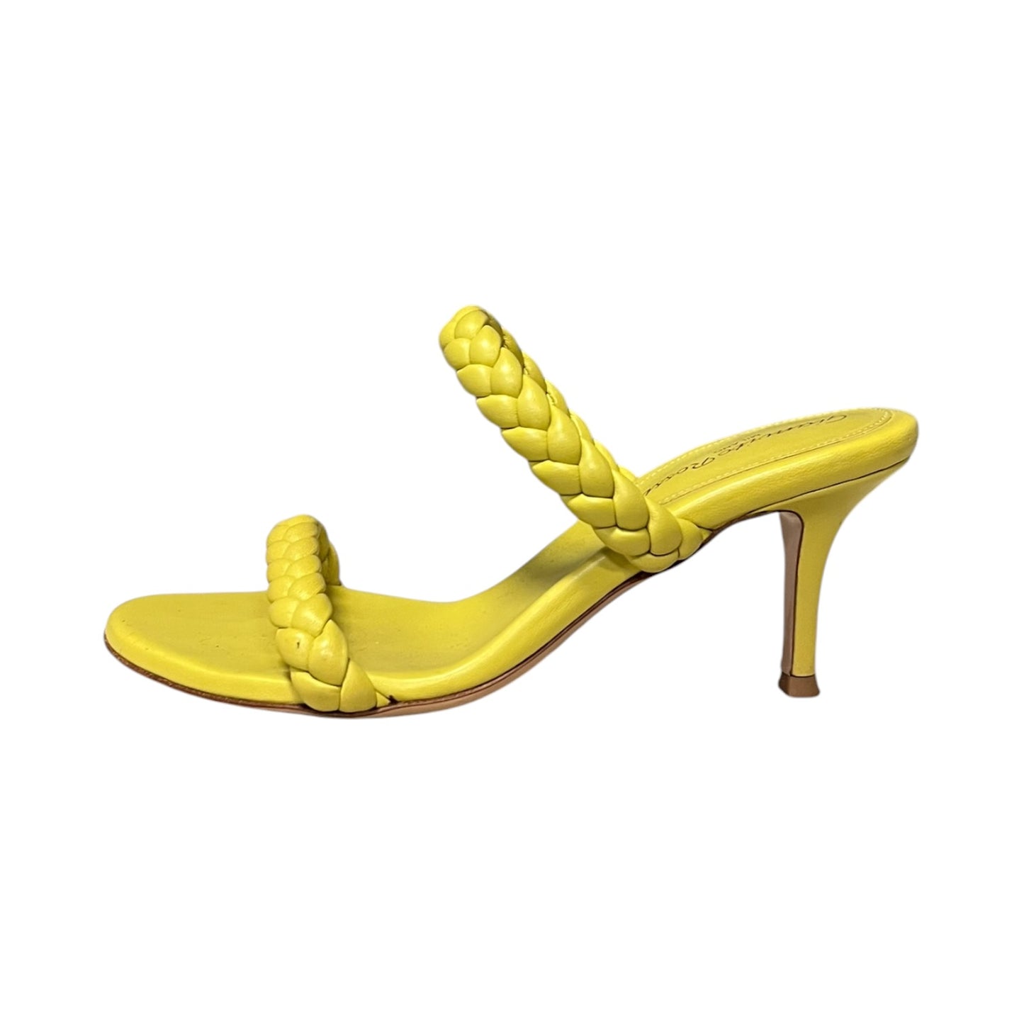 GIANVITO ROSSI Braided Mid Heel Sandals in Citron | 36.5