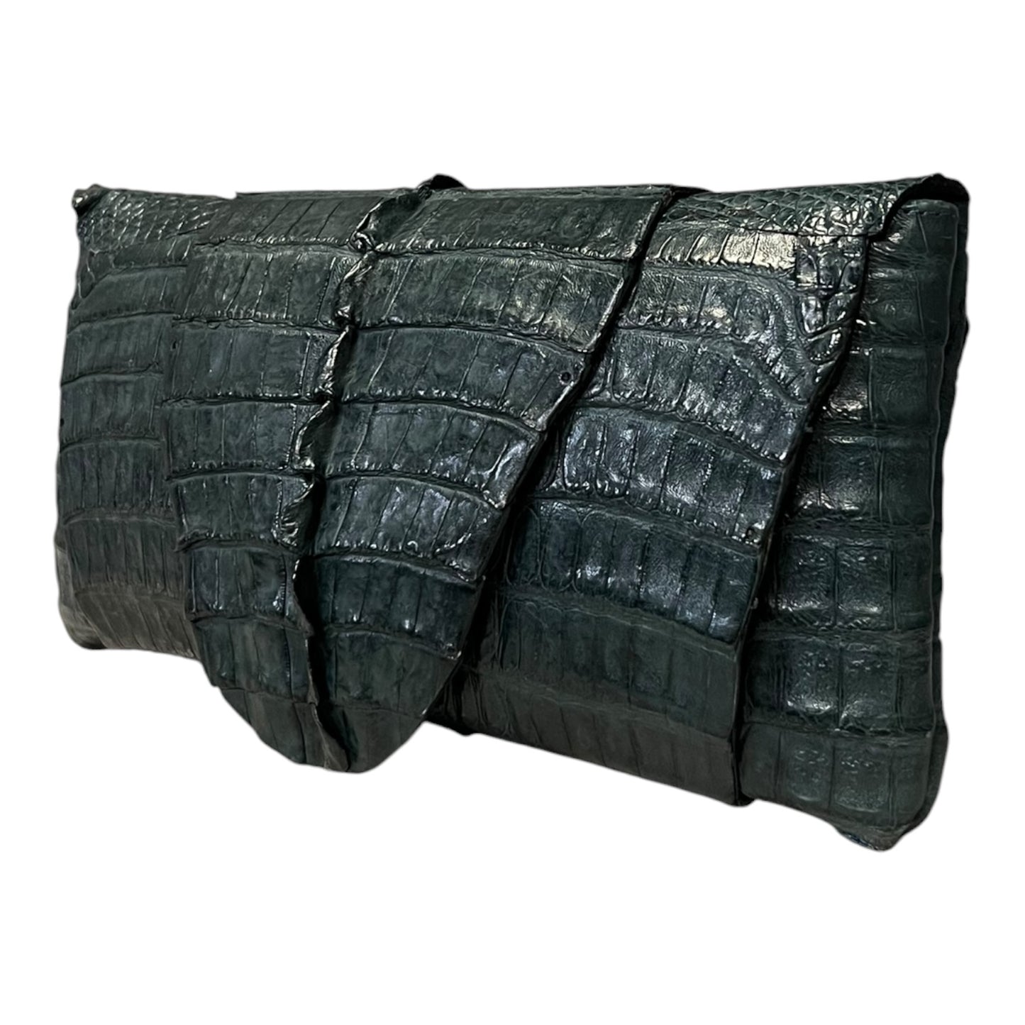 B. ROMANEK Rockstar Crocodile Clutch in Marine