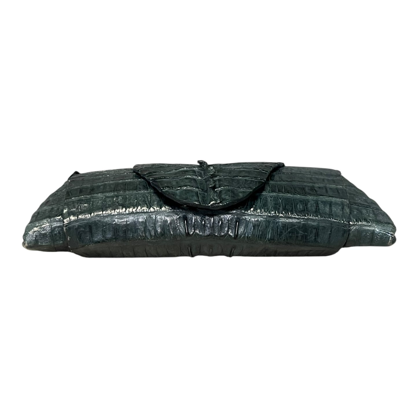 B. ROMANEK Rockstar Crocodile Clutch in Marine