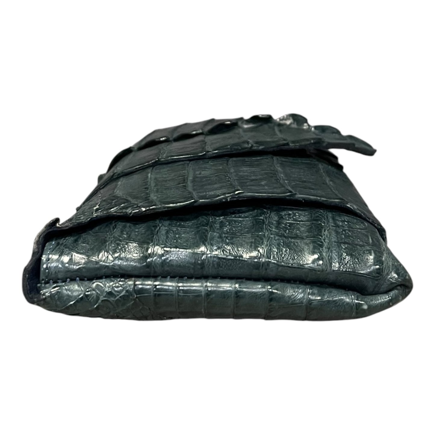 B. ROMANEK Rockstar Crocodile Clutch in Marine