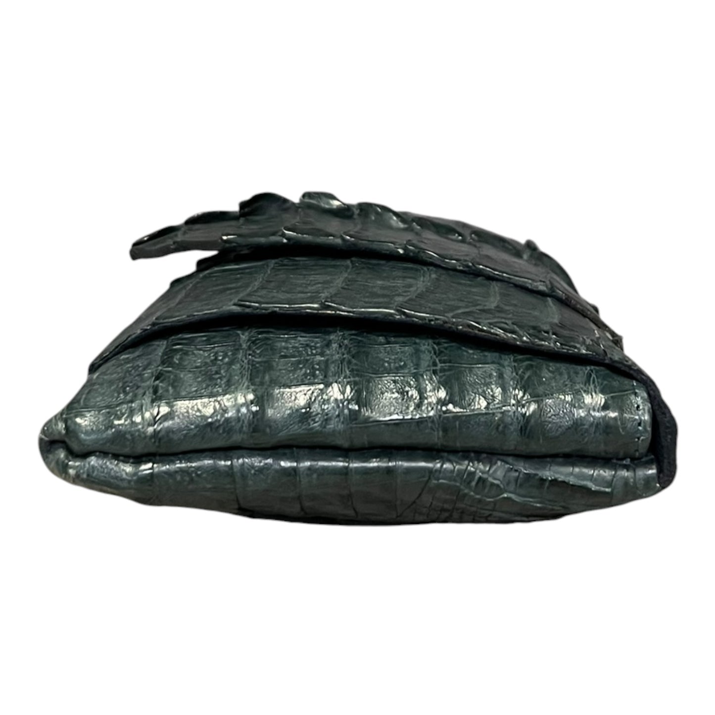 B. ROMANEK Rockstar Crocodile Clutch in Marine