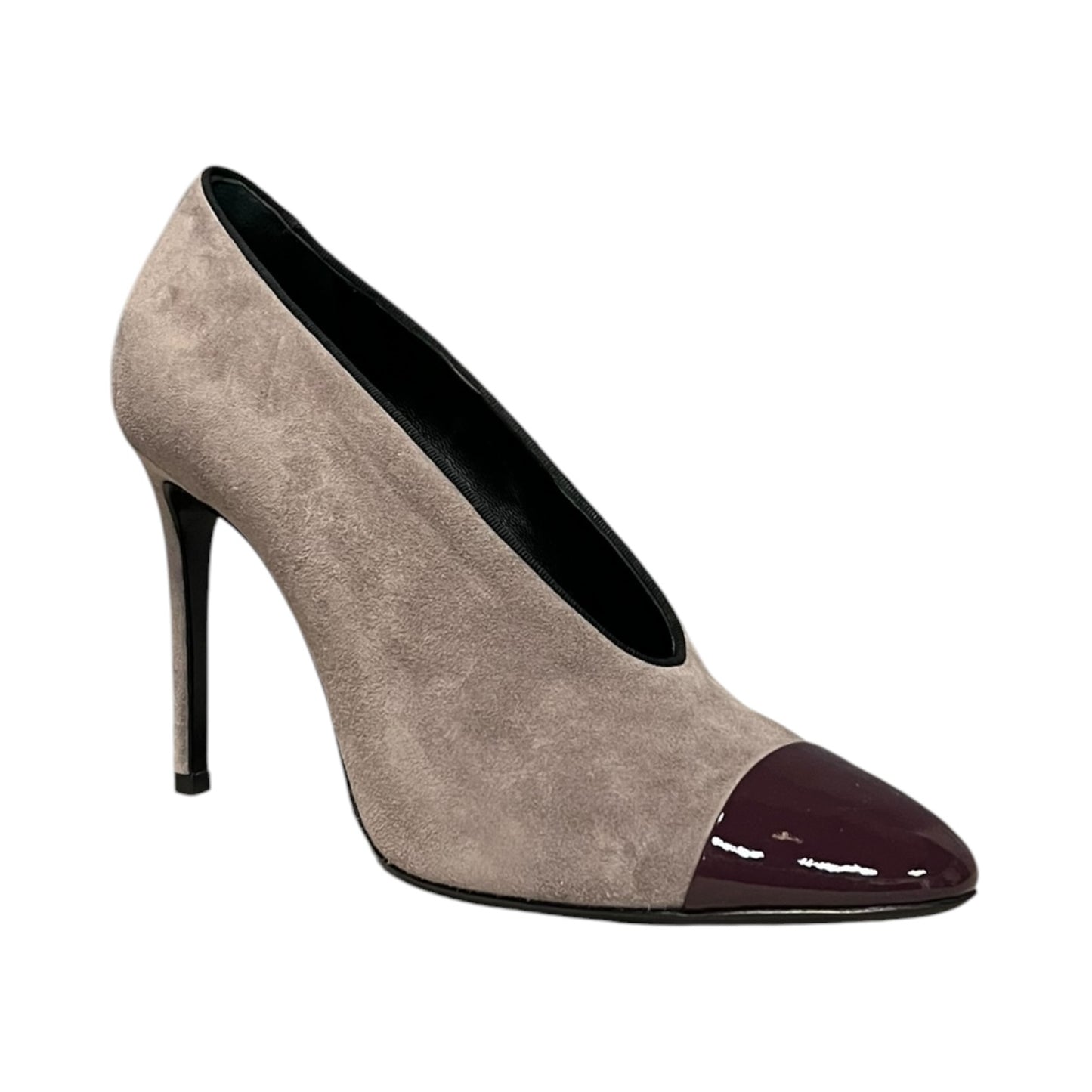 LANVIN Patent Captoe Suede Pumps | 39