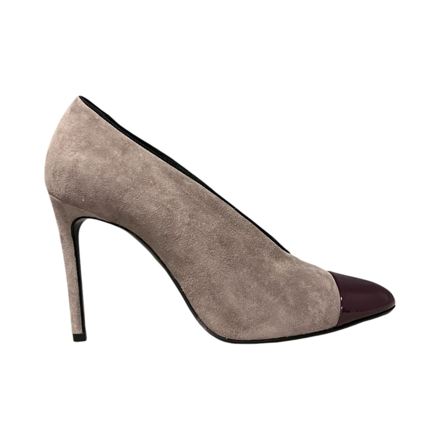 LANVIN Patent Captoe Suede Pumps | 39