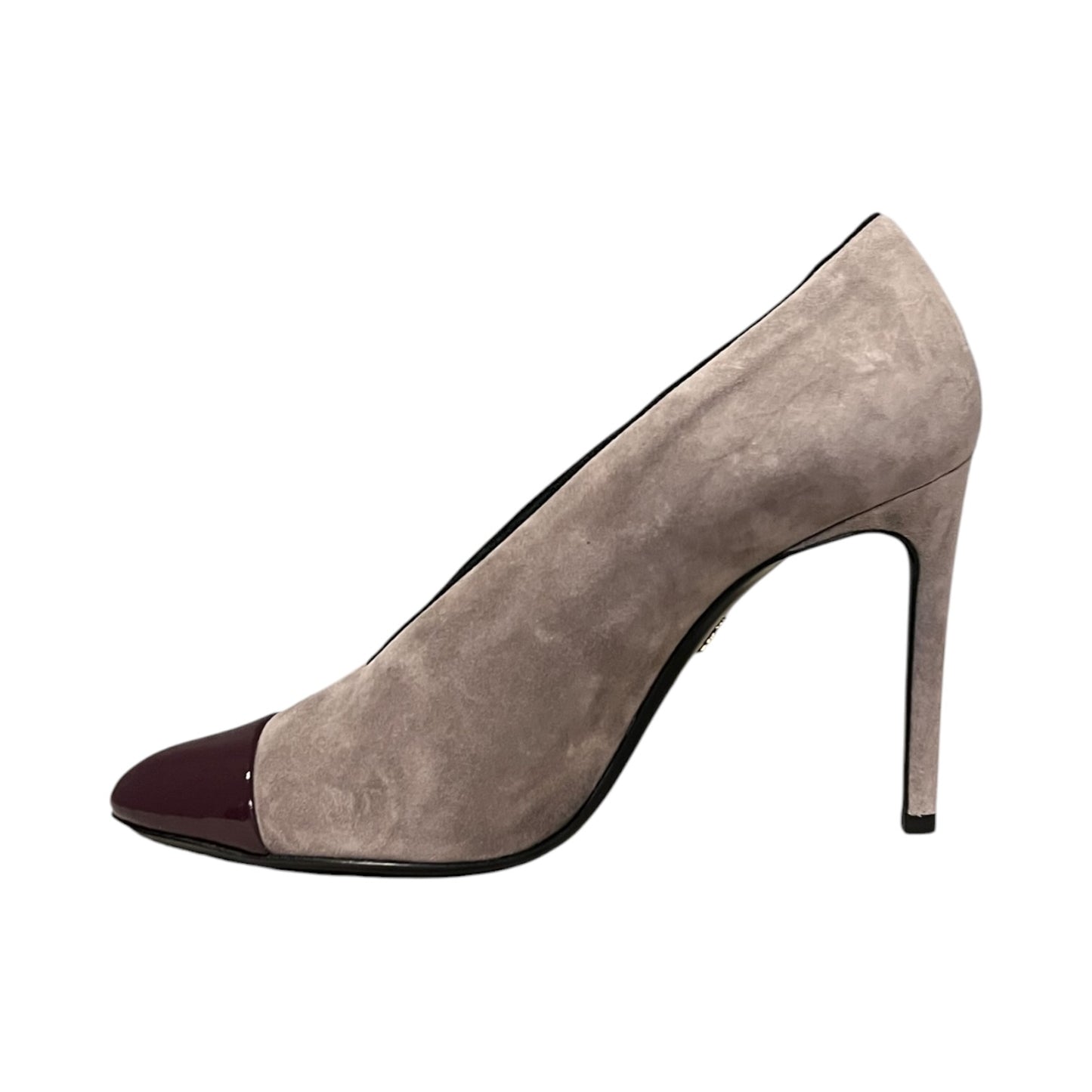 LANVIN Patent Captoe Suede Pumps | 39