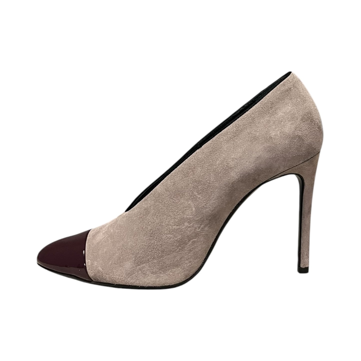LANVIN Patent Captoe Suede Pumps | 39