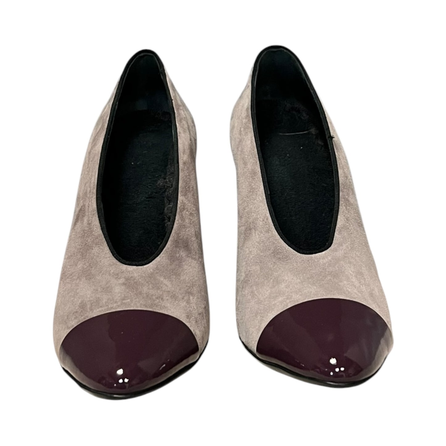 LANVIN Patent Captoe Suede Pumps | 39