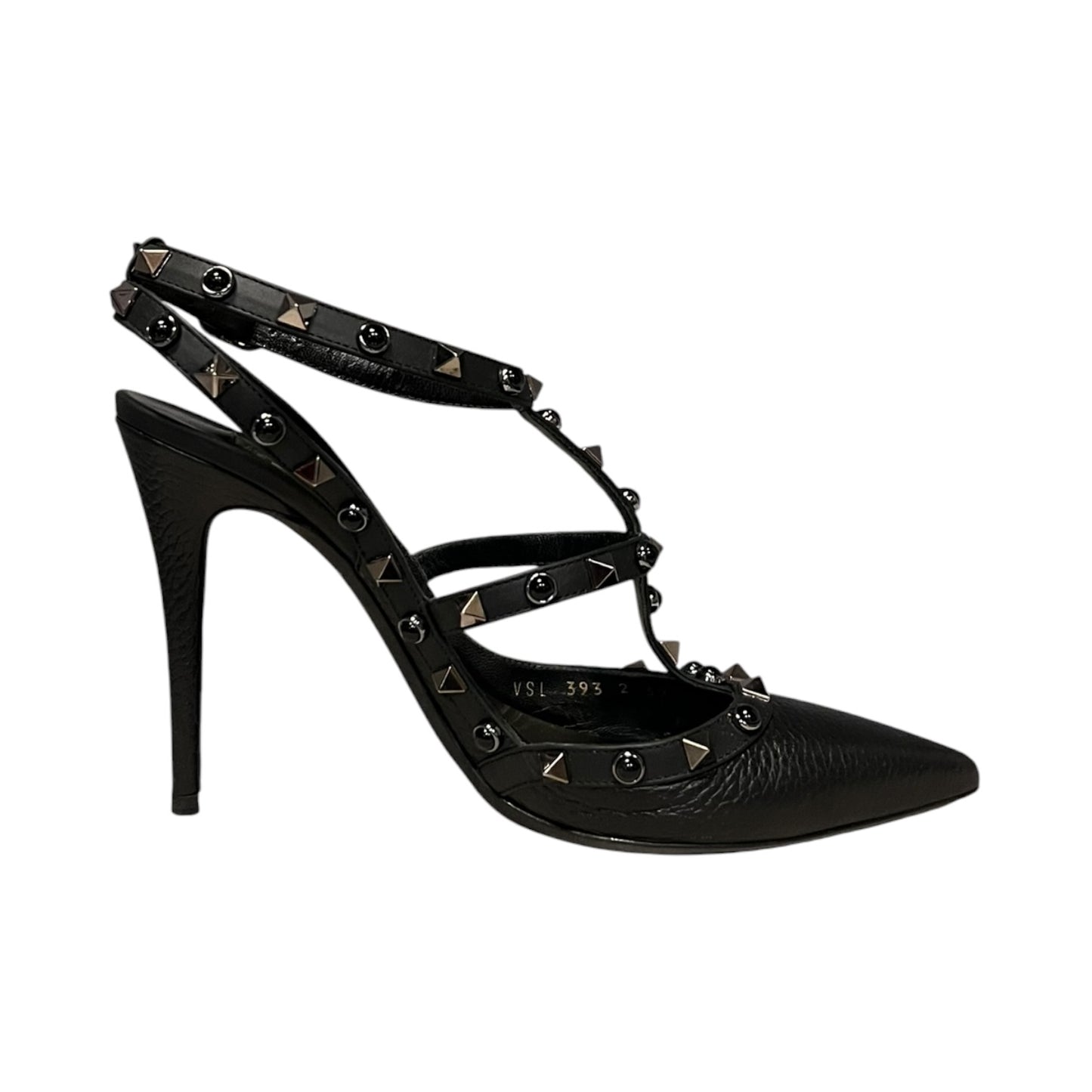 VALENTINO Rockstud Sandals in Black Grained Leather | 39