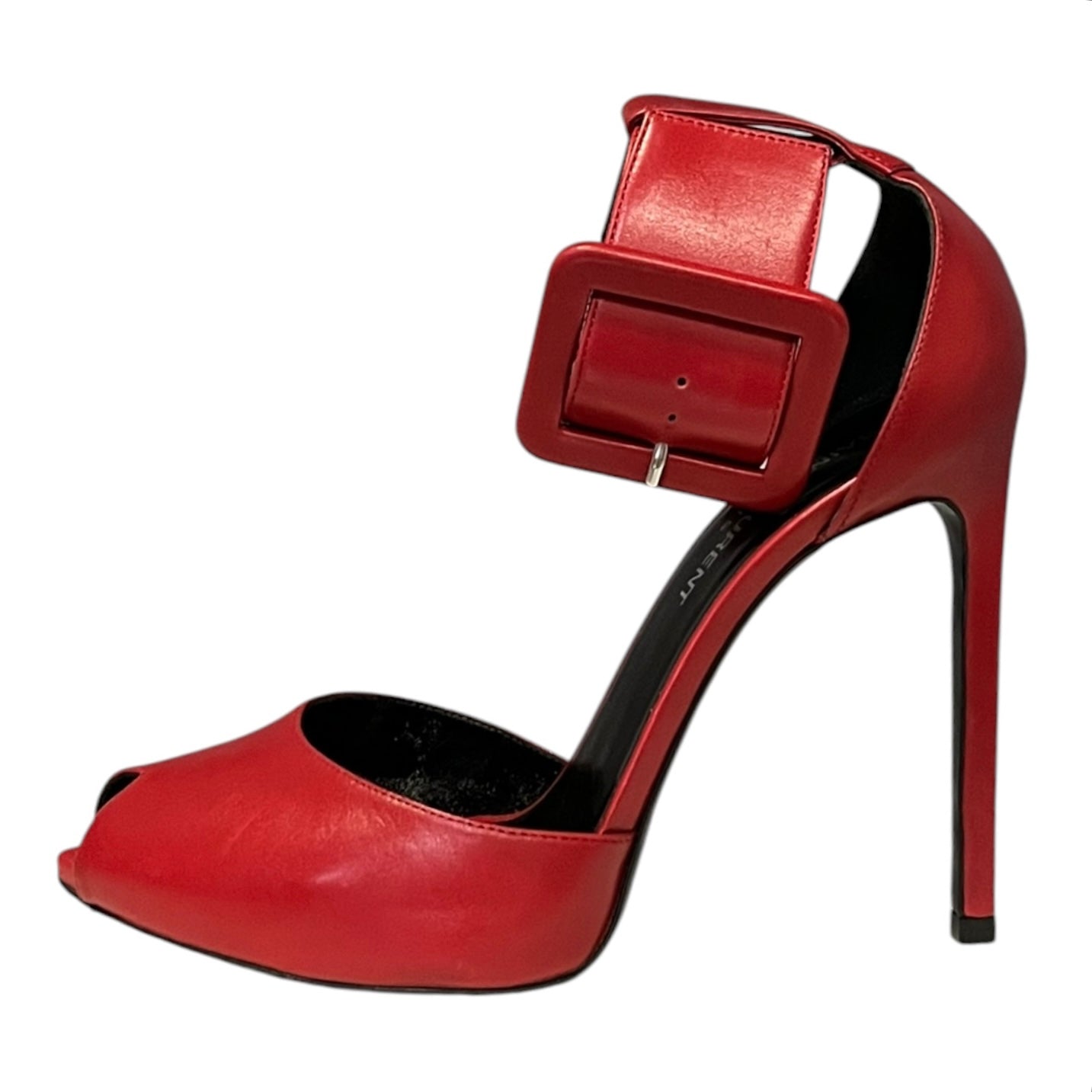 SAINT LAURENT Wide Strap Sandals in Red | 37