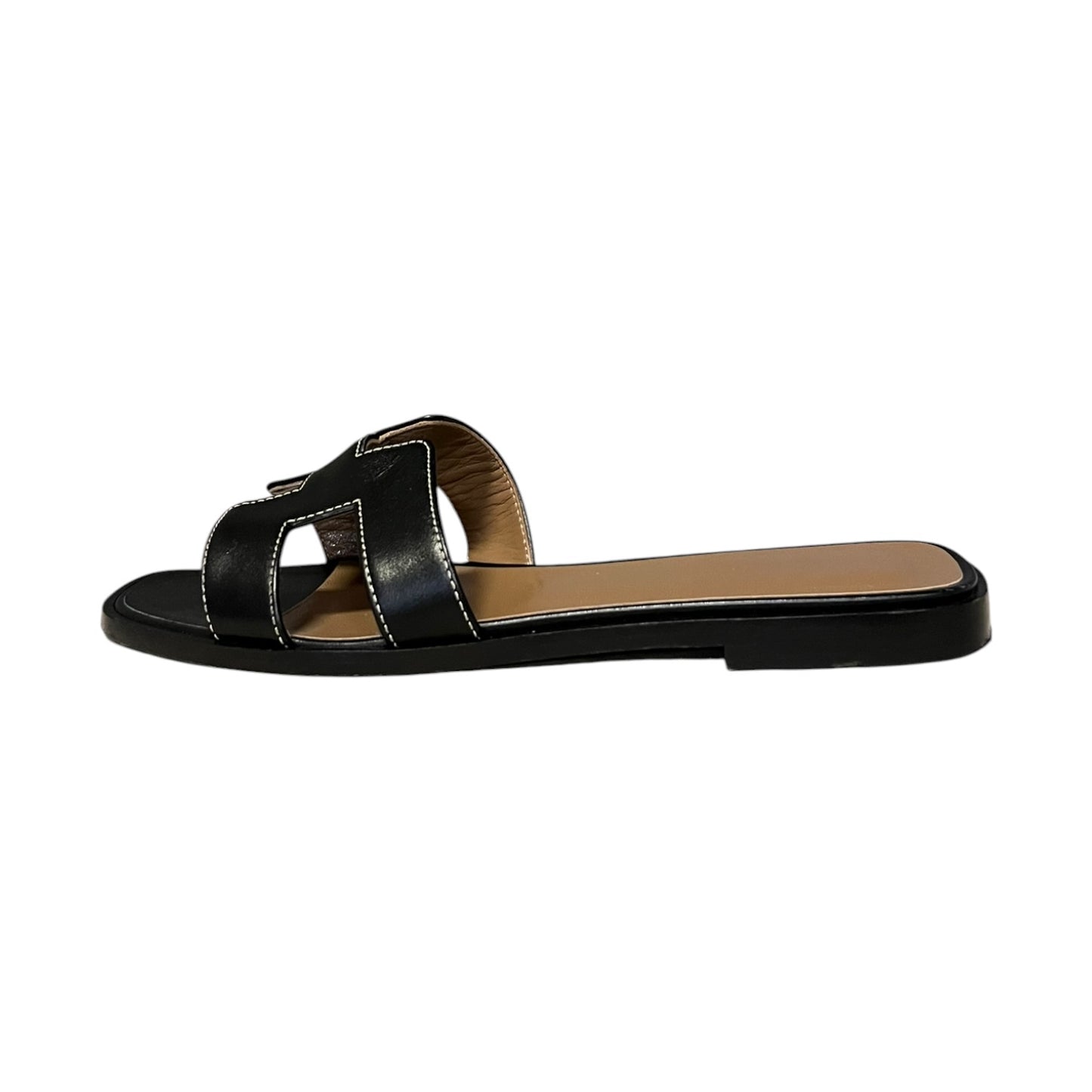 HERMES Oran Slide Sandals in Black | 36.5