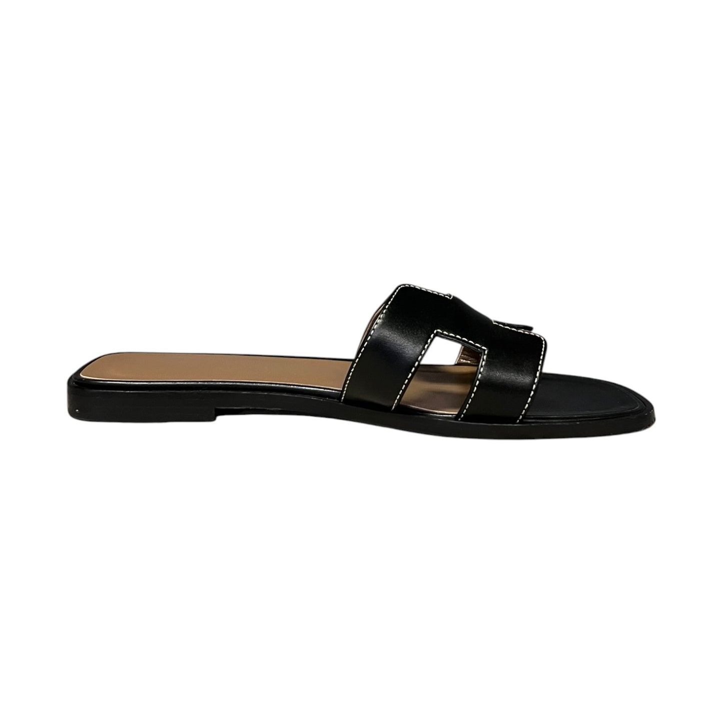 HERMES Oran Slide Sandals in Black | 36.5