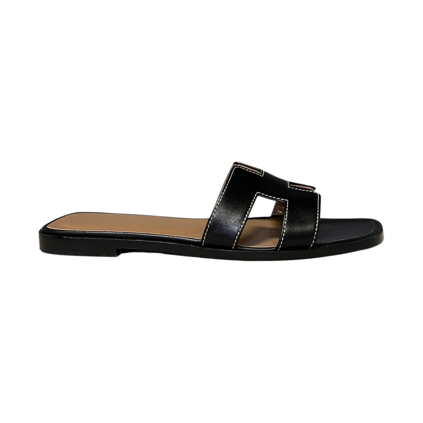 HERMES Oran Slide Sandals in Black | 36.5