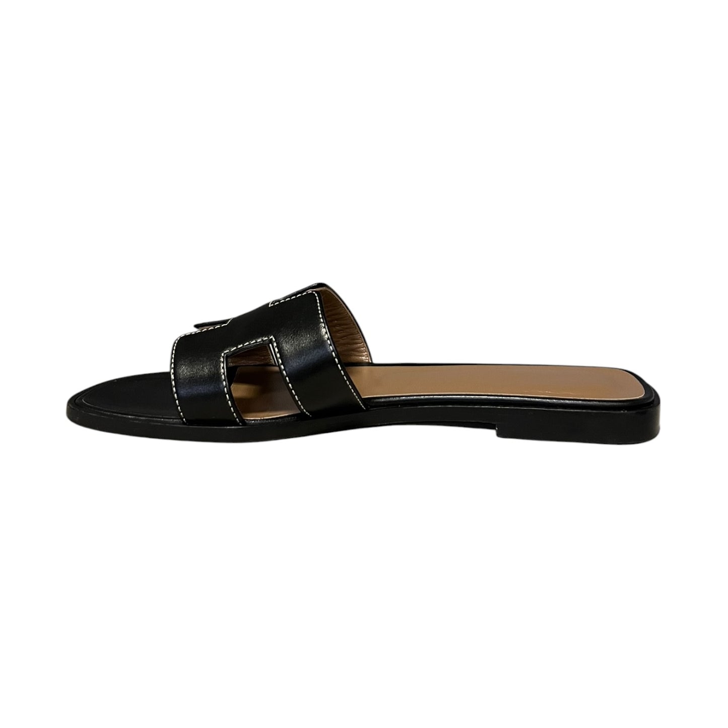 HERMES Oran Slide Sandals in Black | 36.5