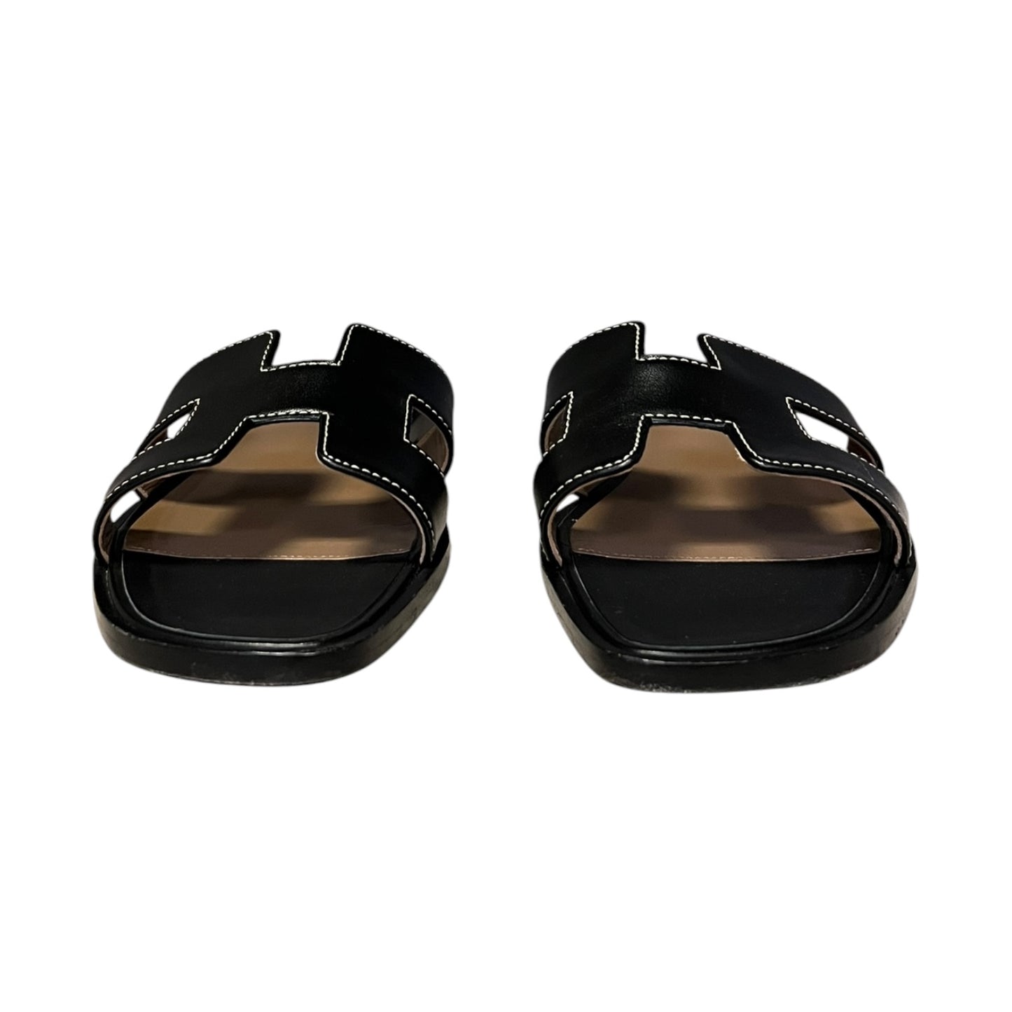 HERMES Oran Slide Sandals in Black | 36.5