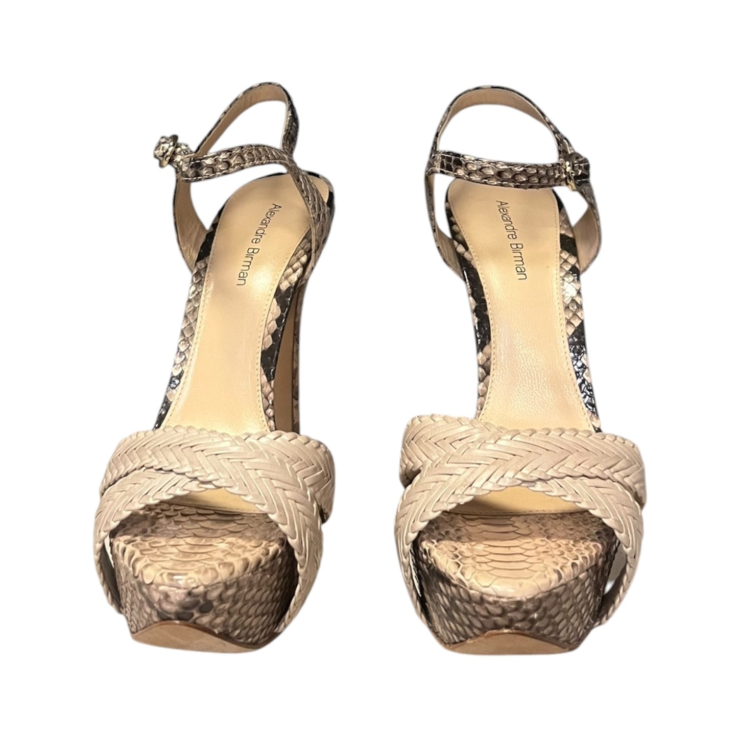 ALEXANDRE BIRMAN Python + Braided Leather Sandals |