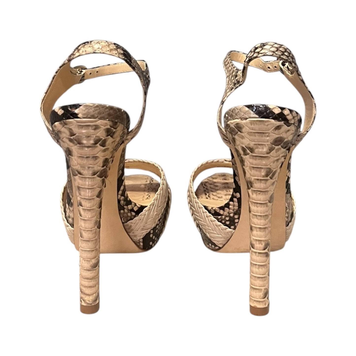 ALEXANDRE BIRMAN Python + Braided Leather Sandals |