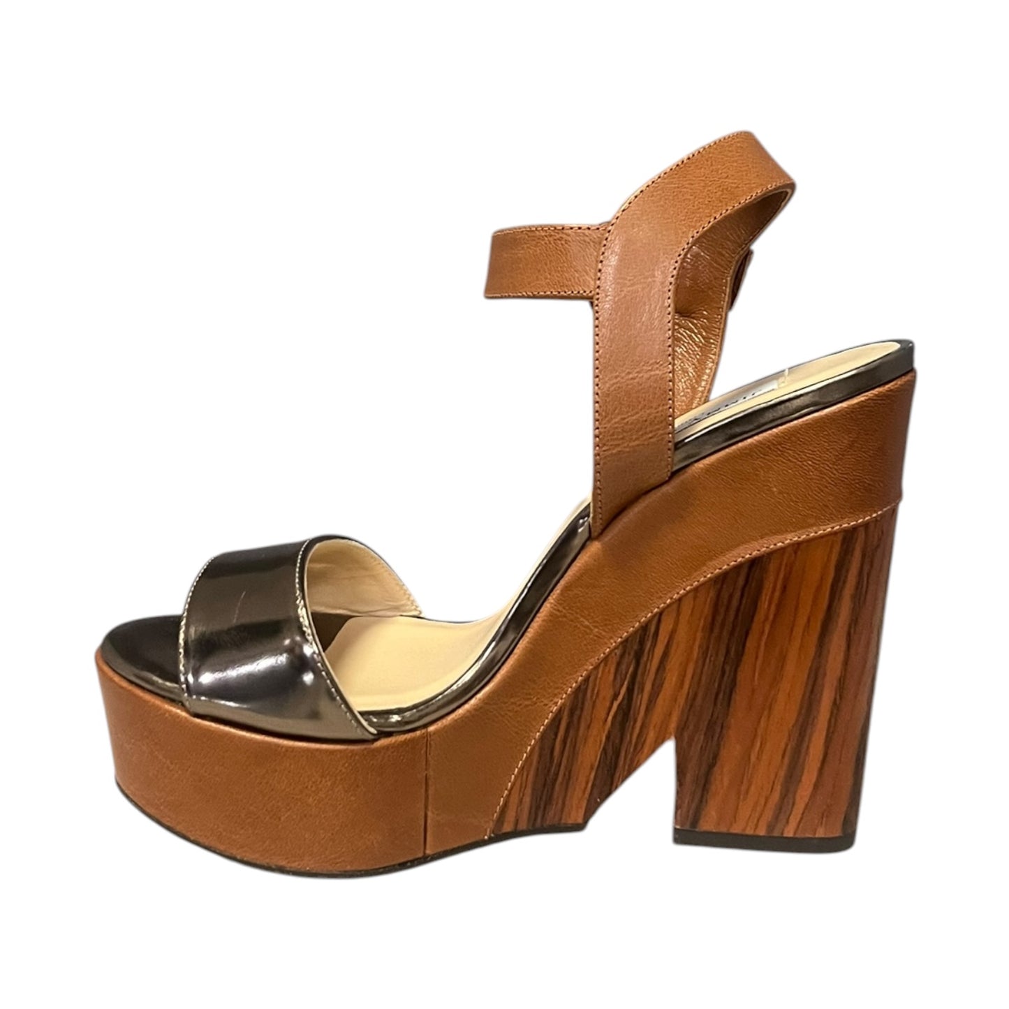 JIMMY CHOO Wood + Leather Wedge Sandals |