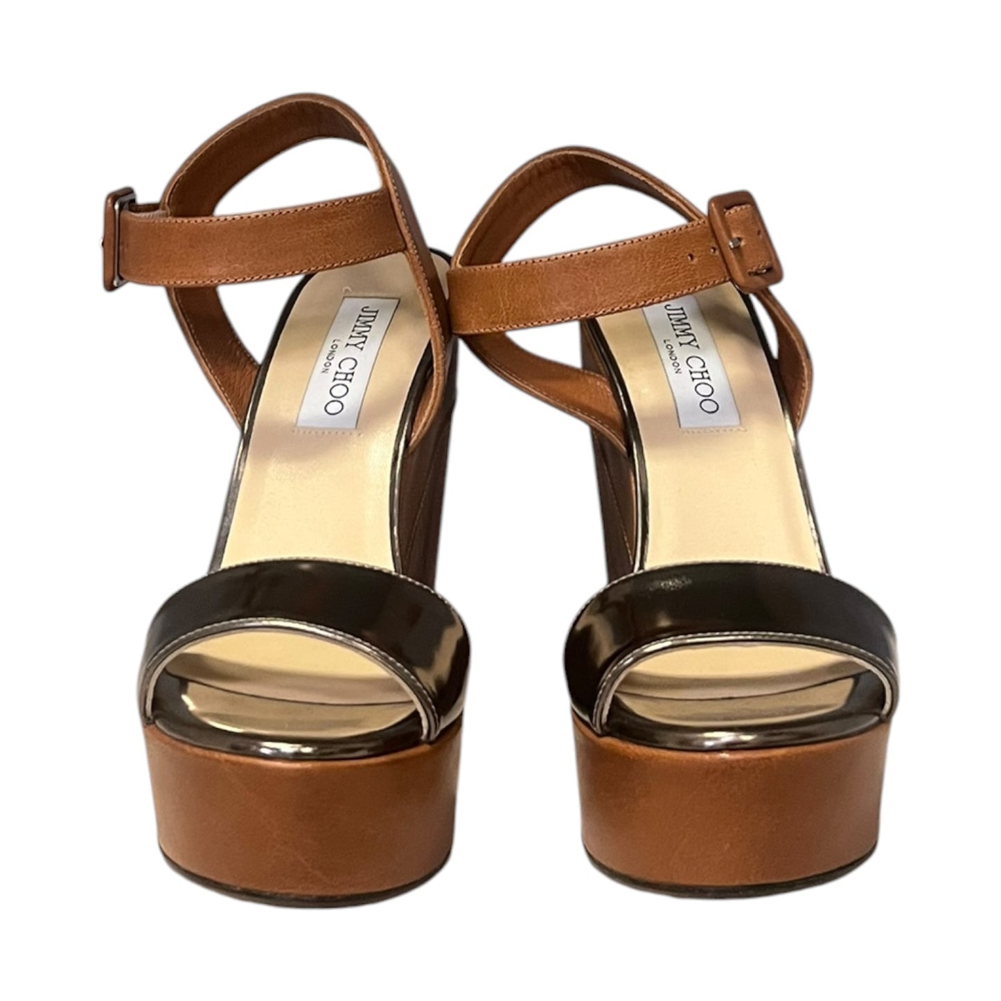 JIMMY CHOO Wood + Leather Wedge Sandals |