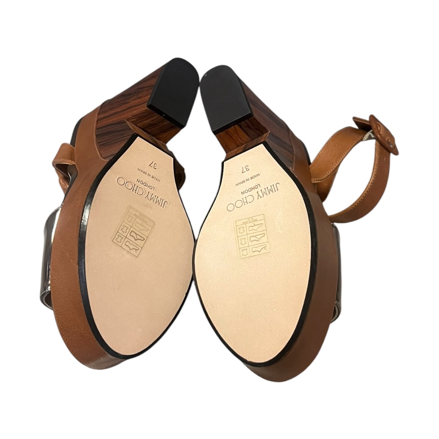 JIMMY CHOO Wood + Leather Wedge Sandals |