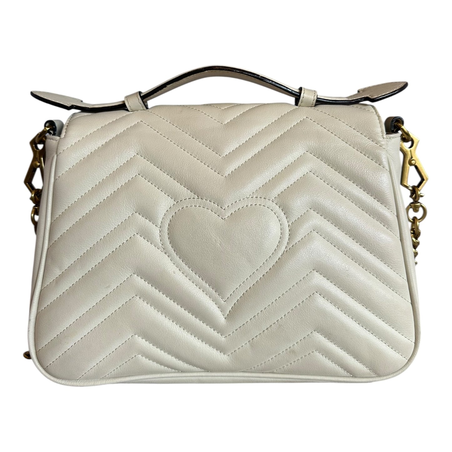 GUCCI GG Marmont Matelasse Top Handle Crossbody in Ivory