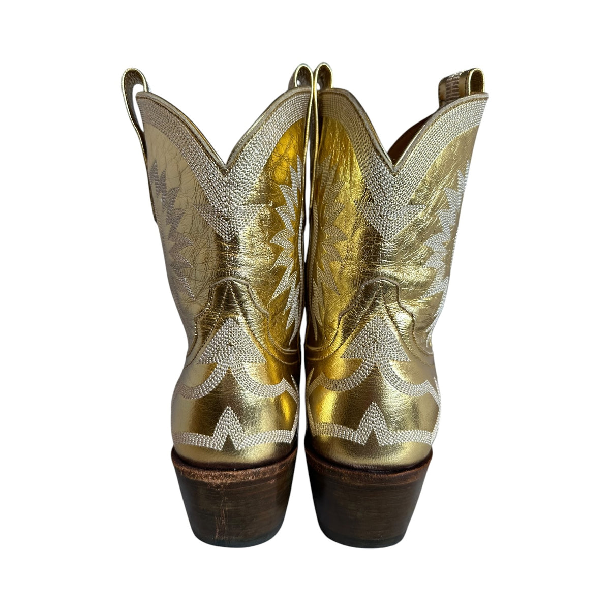 MIRON CROSBY Metallic Short Cowboy Boots in Gold |