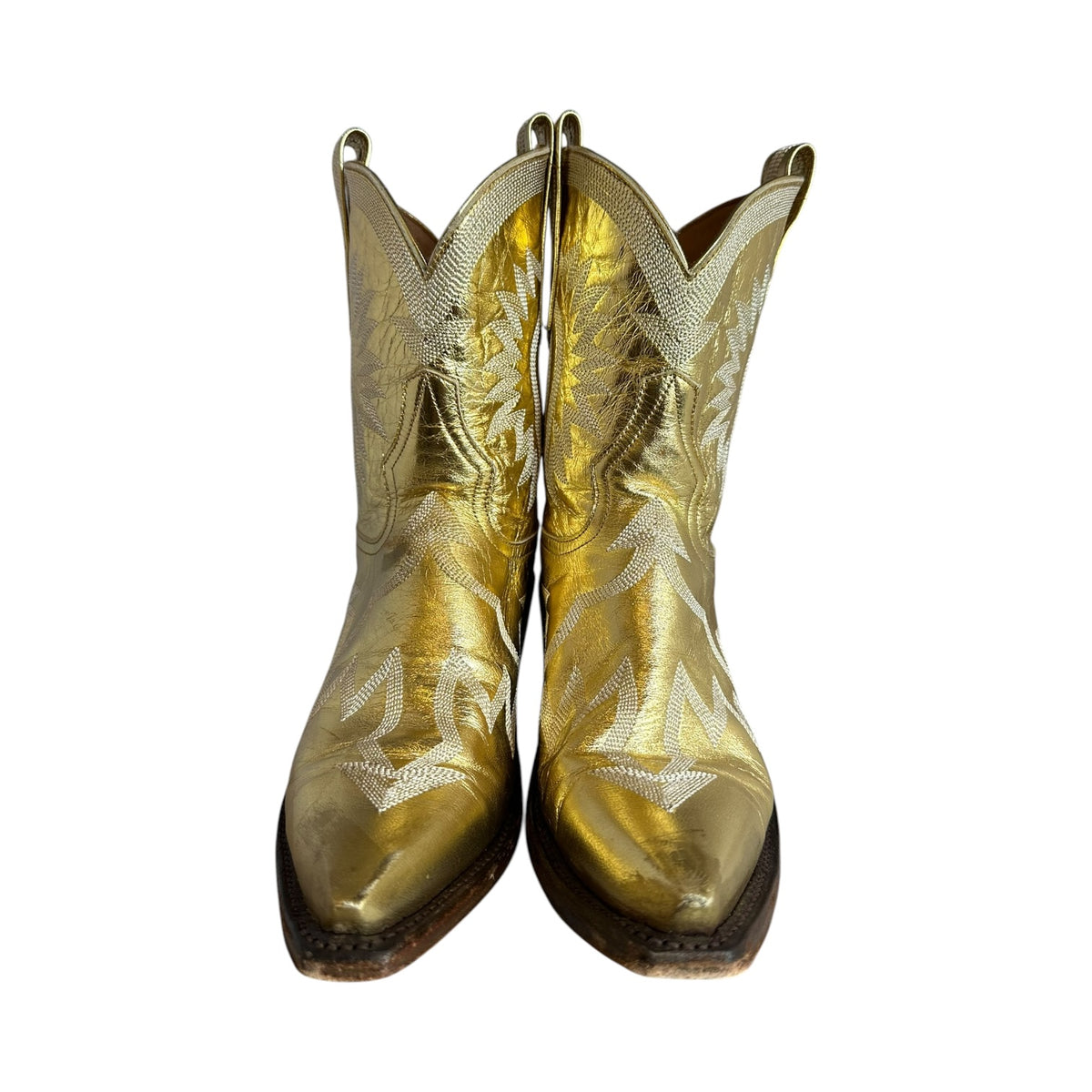 MIRON CROSBY Metallic Short Cowboy Boots in Gold |