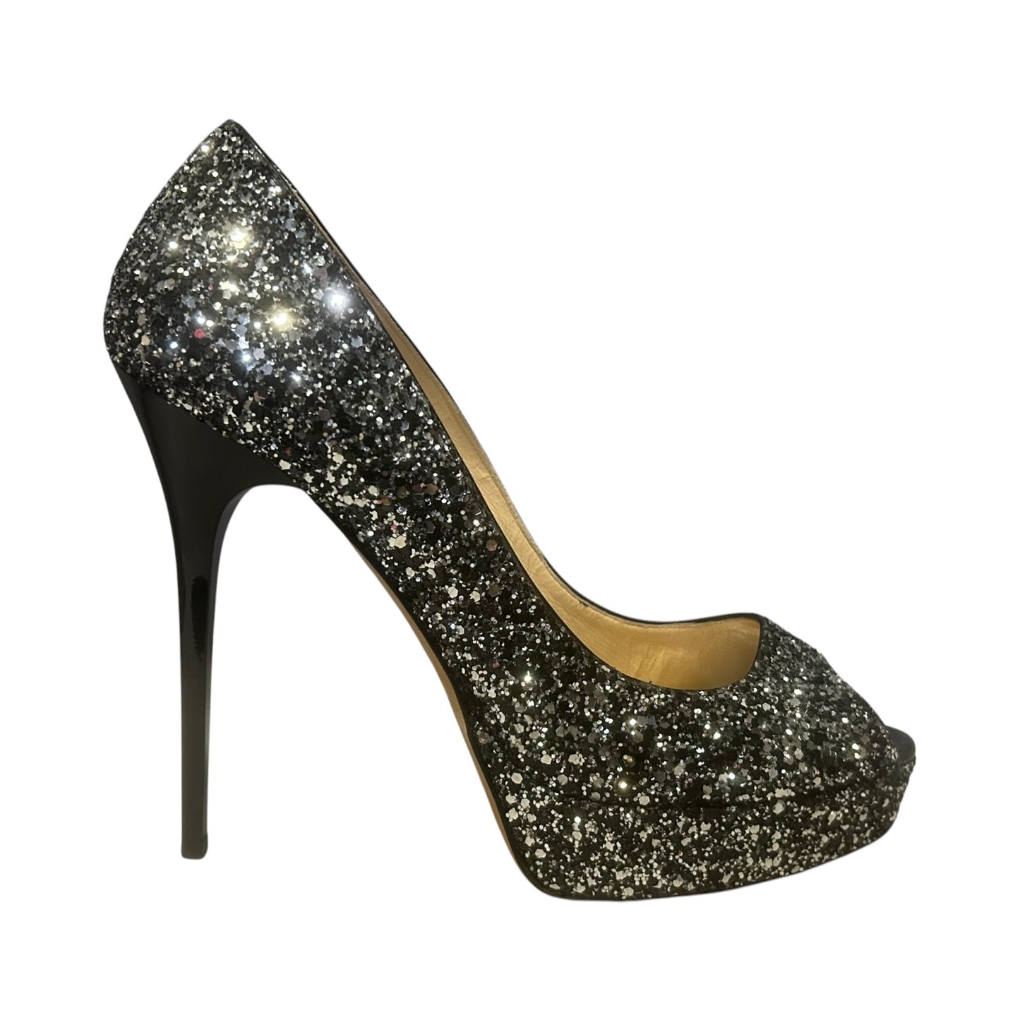 JIMMY CHOO Glitter Peeptoe Pumps | 39.5