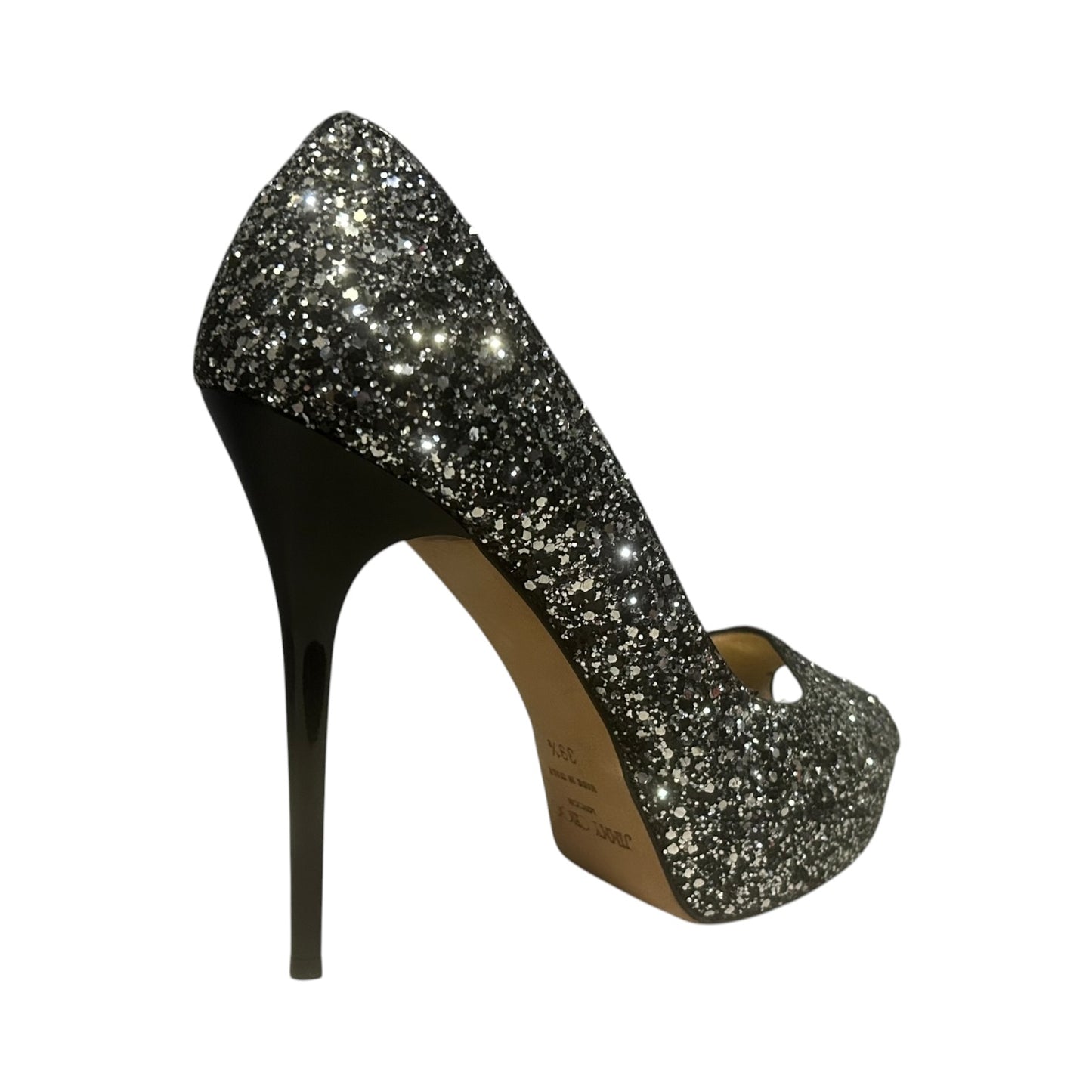 JIMMY CHOO Glitter Peeptoe Pumps | 39.5