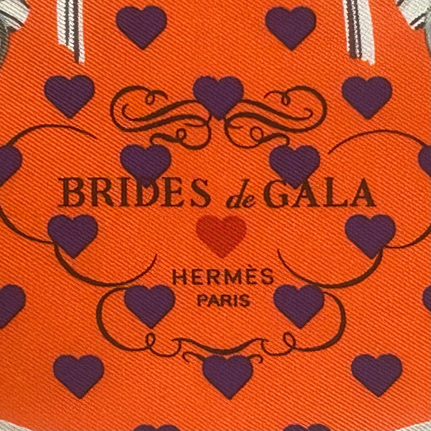 HERMES Brides de Gala Pocket Square Coral White