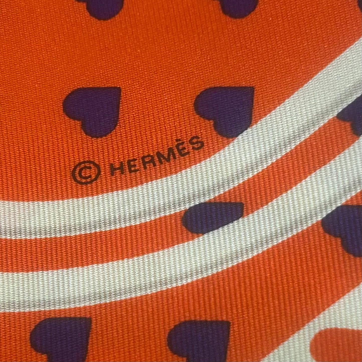 HERMES Brides de Gala Pocket Square Coral White