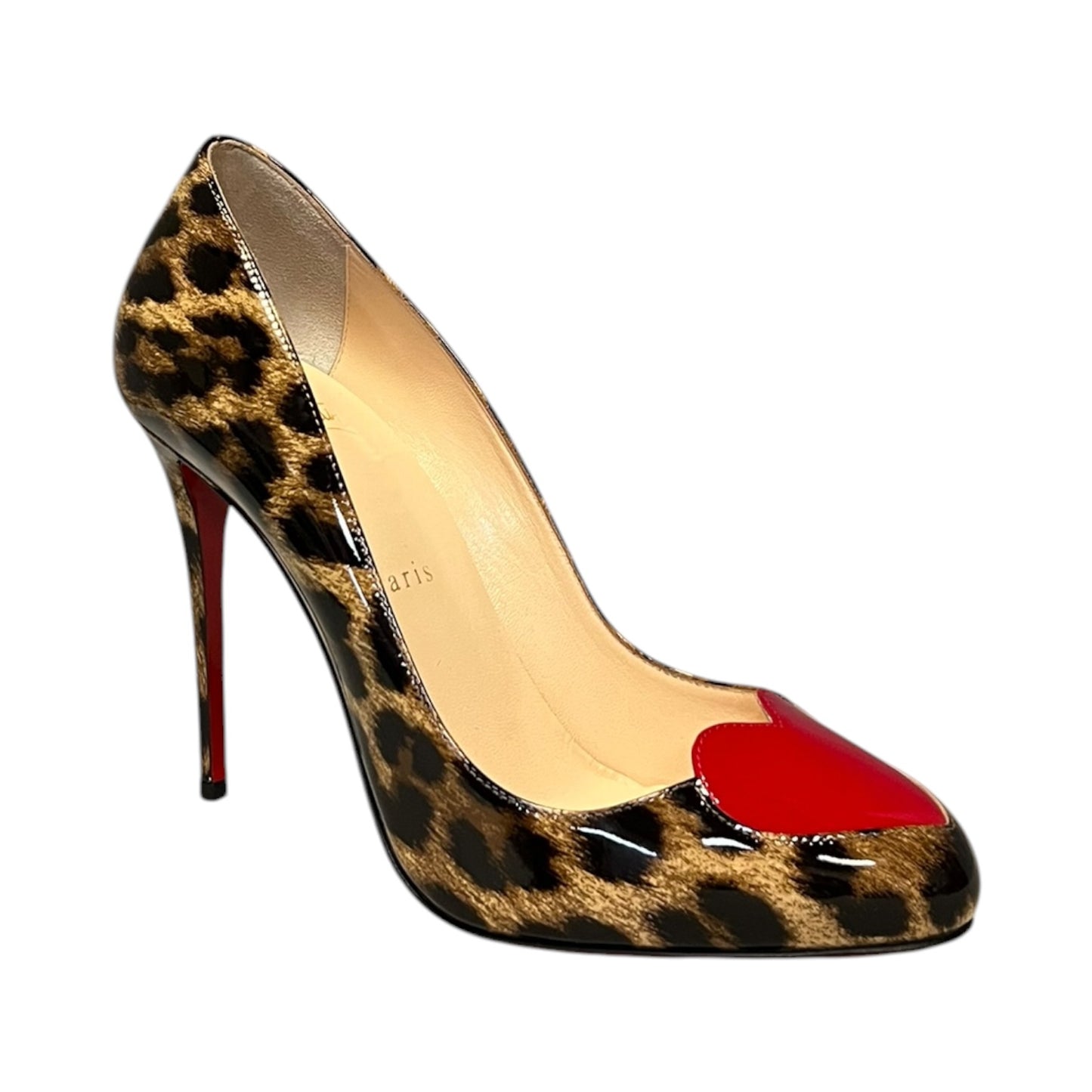 CHRISTIAN LOUBOUTIN Doracora in Patent Leopard + Red | 38