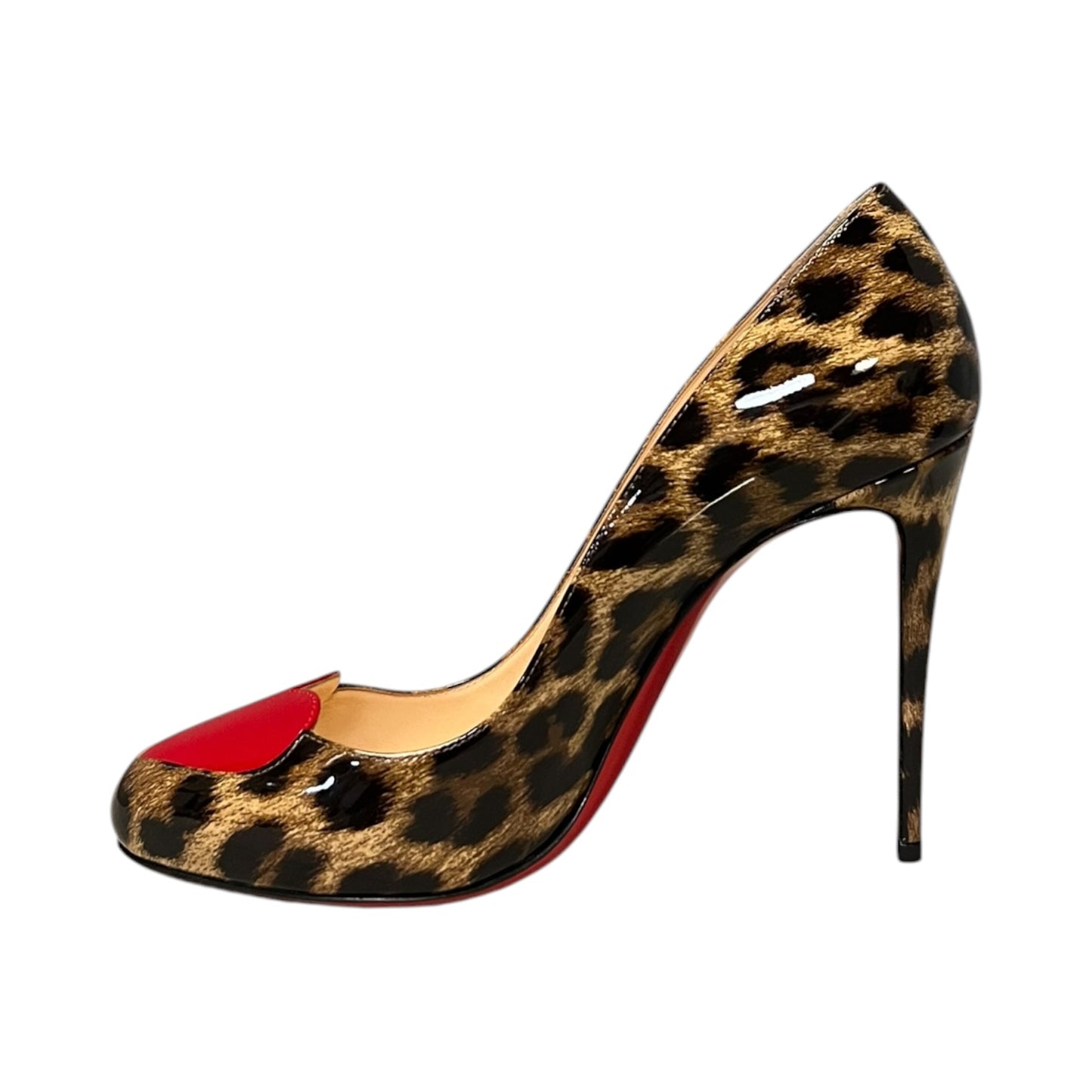 CHRISTIAN LOUBOUTIN Doracora in Patent Leopard + Red | 38