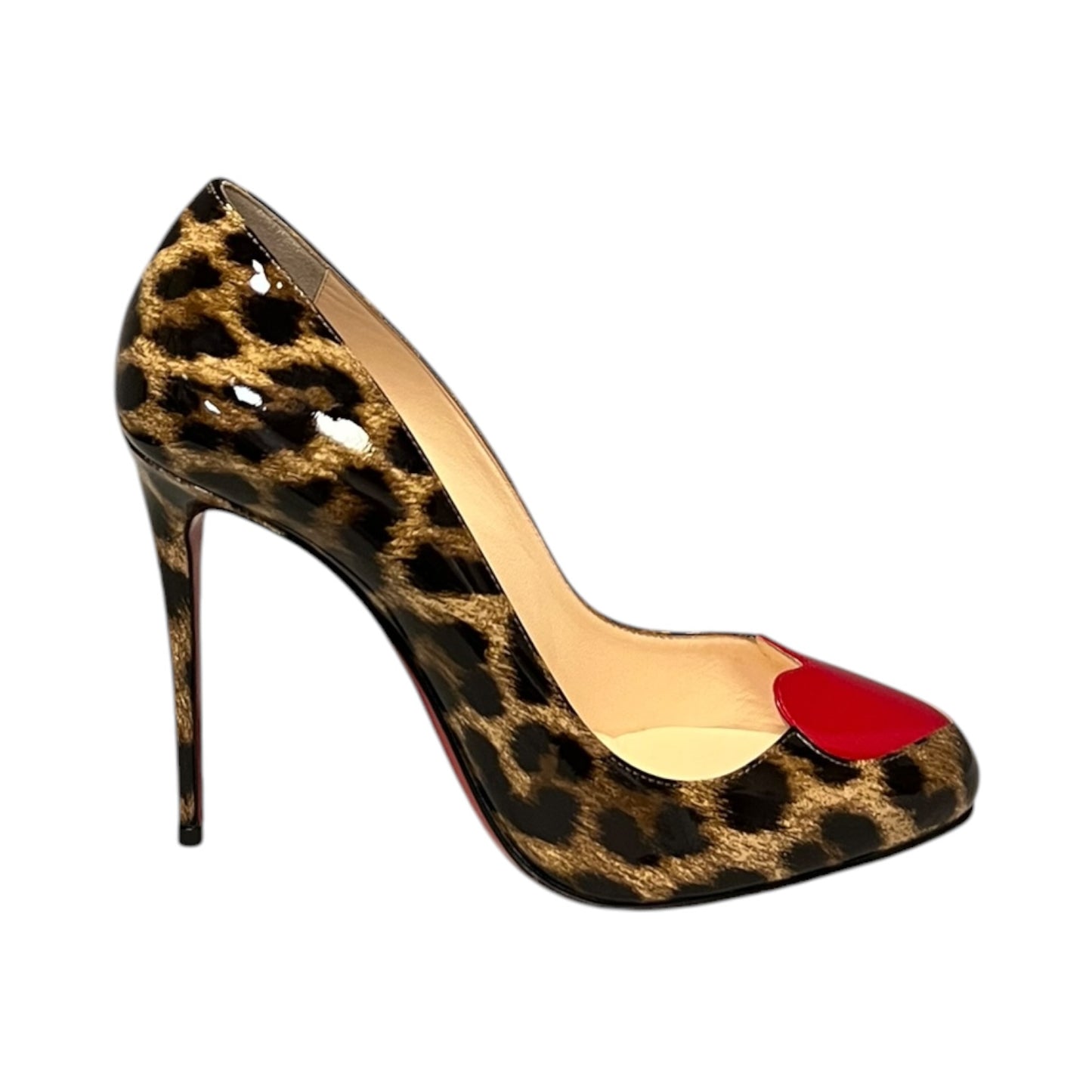 CHRISTIAN LOUBOUTIN Doracora in Patent Leopard + Red | 38