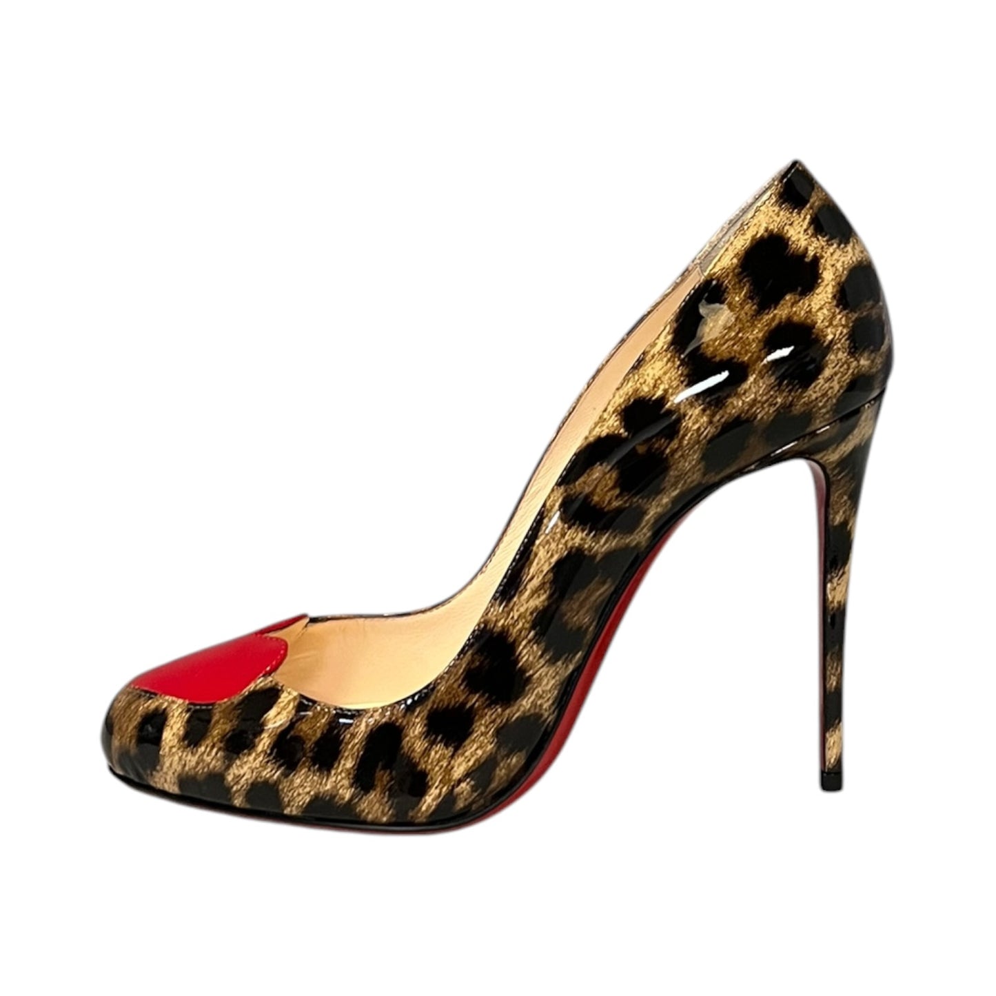 CHRISTIAN LOUBOUTIN Doracora in Patent Leopard + Red | 38