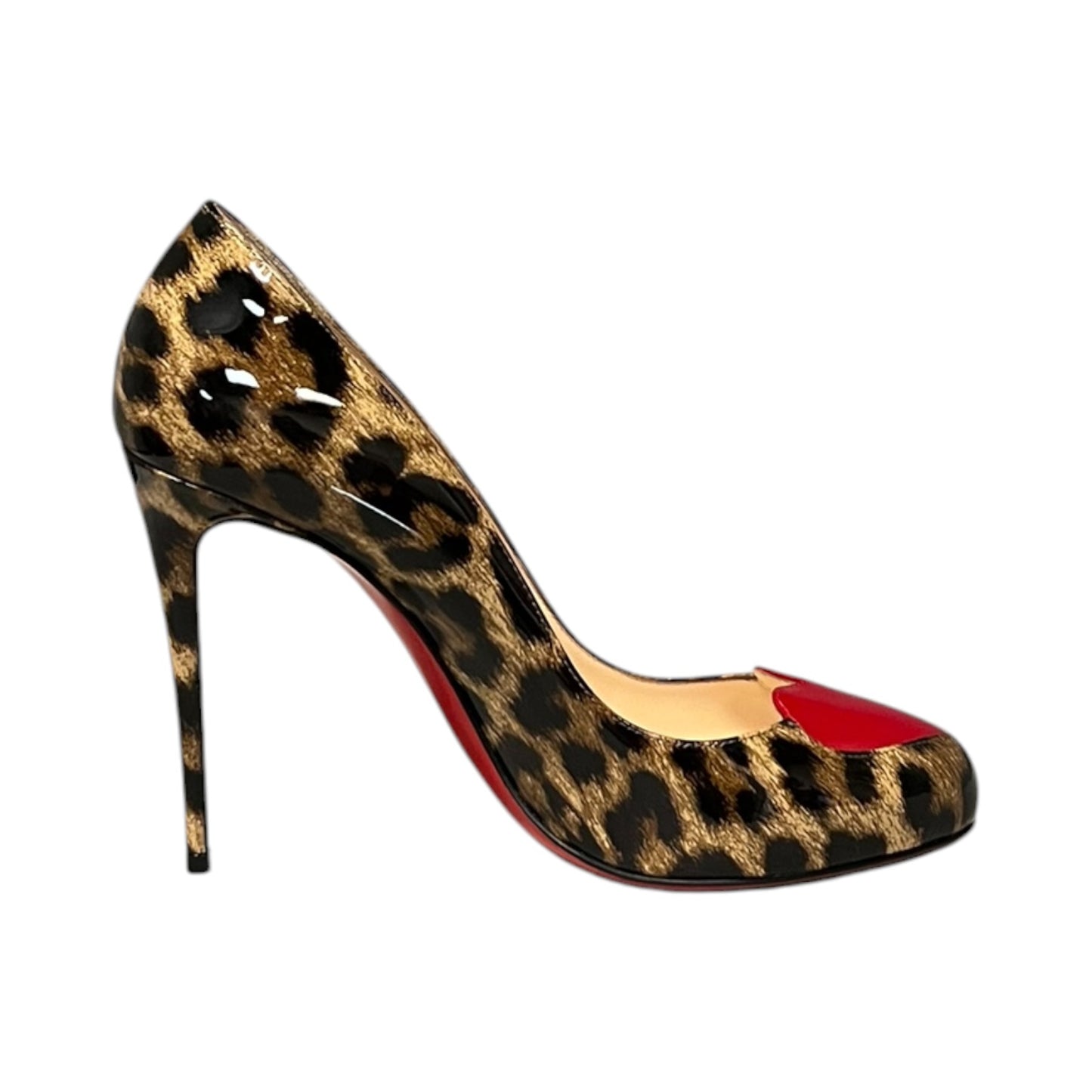 CHRISTIAN LOUBOUTIN Doracora in Patent Leopard + Red | 38